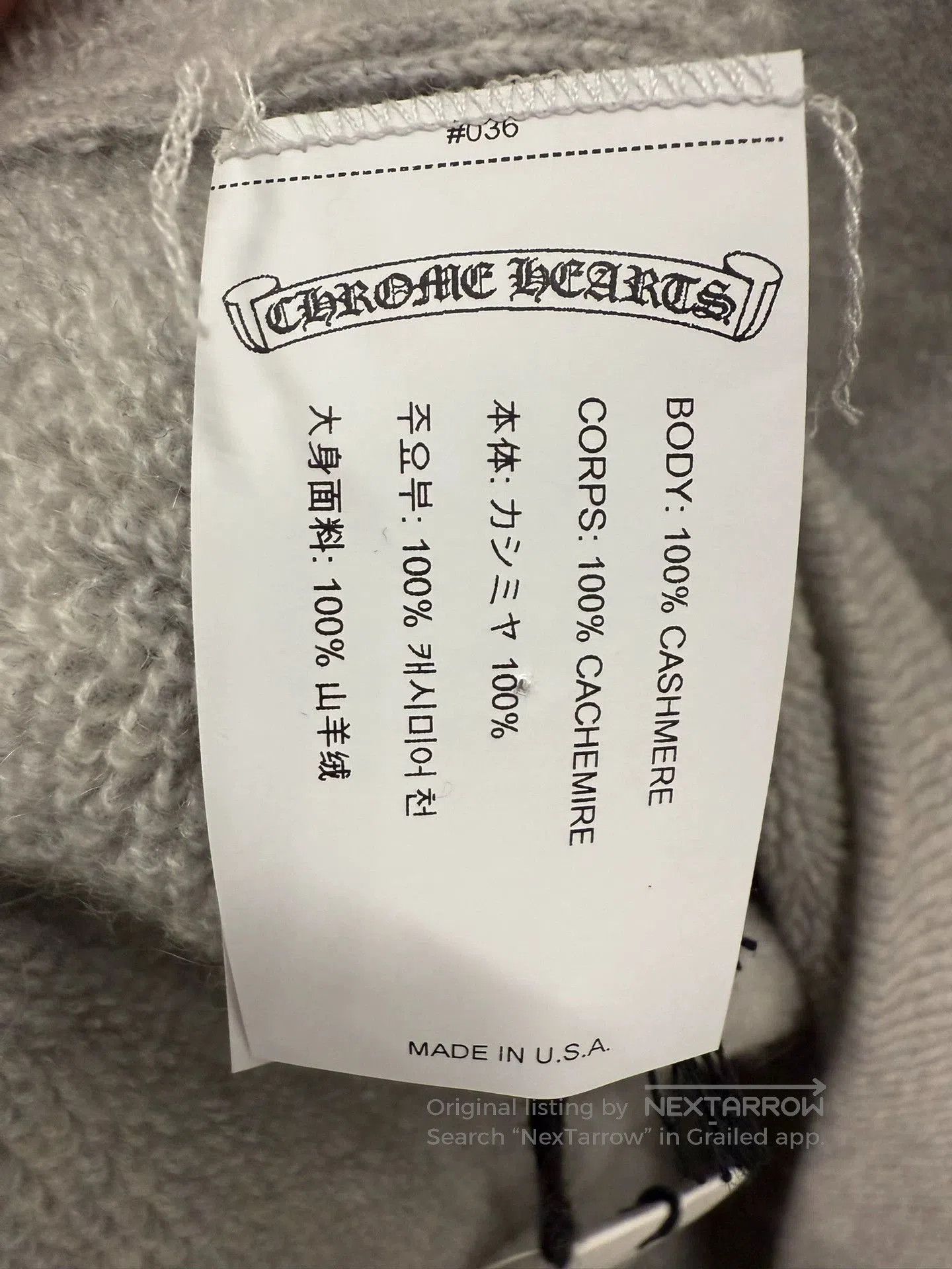 Chrome Hearts chrome hearts gray embroidered cashmere sweatshirt. Size US S / EU 44-46 / 1 - 5 Thumbnail