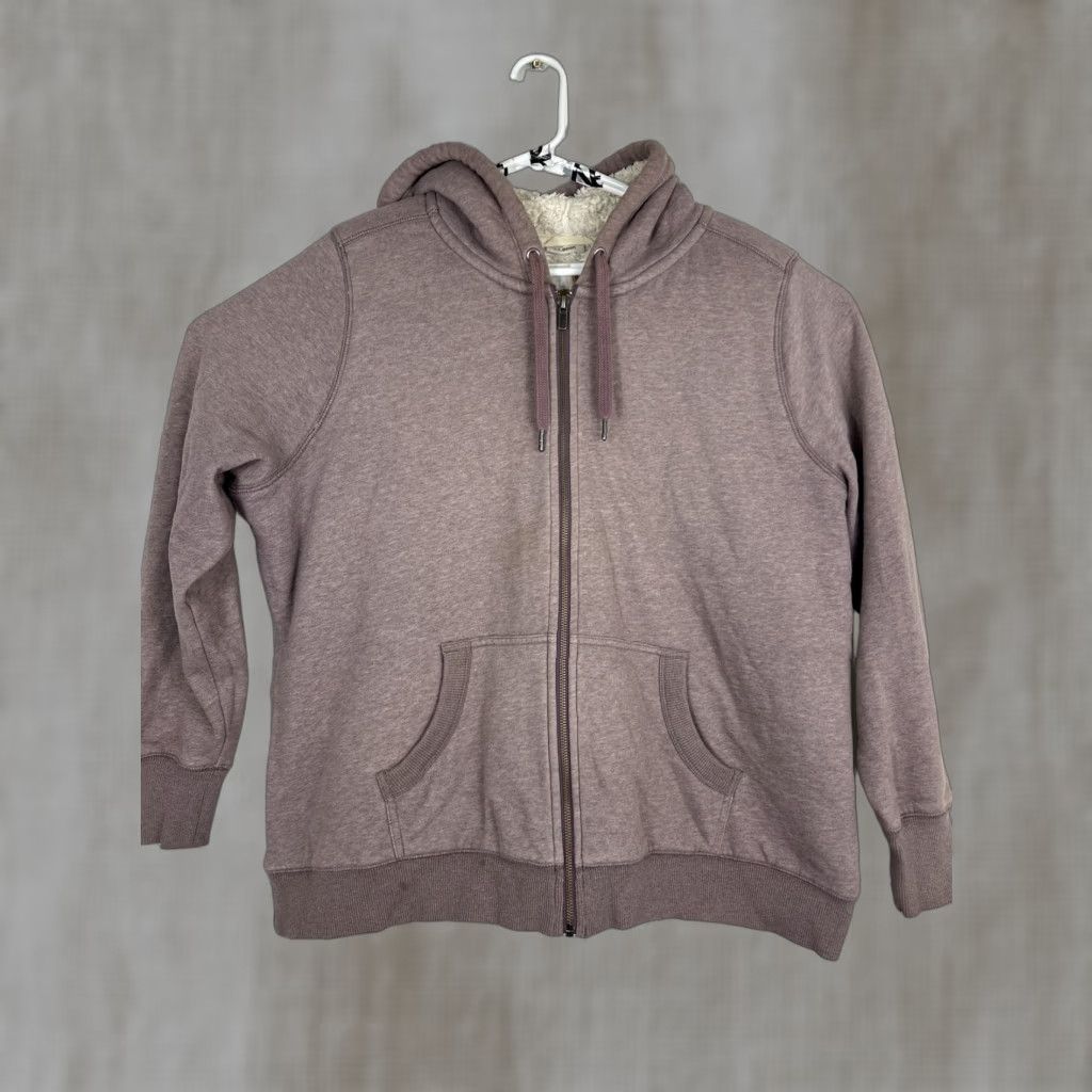 Vintage LL Bean Sweatshirt Women 1X Full Zip Hooded Pockets Light Purple 1X Sherpa Lined Cotton Blend Size XL / US 12-14 / IT 48-50 - 1 Thumbnail