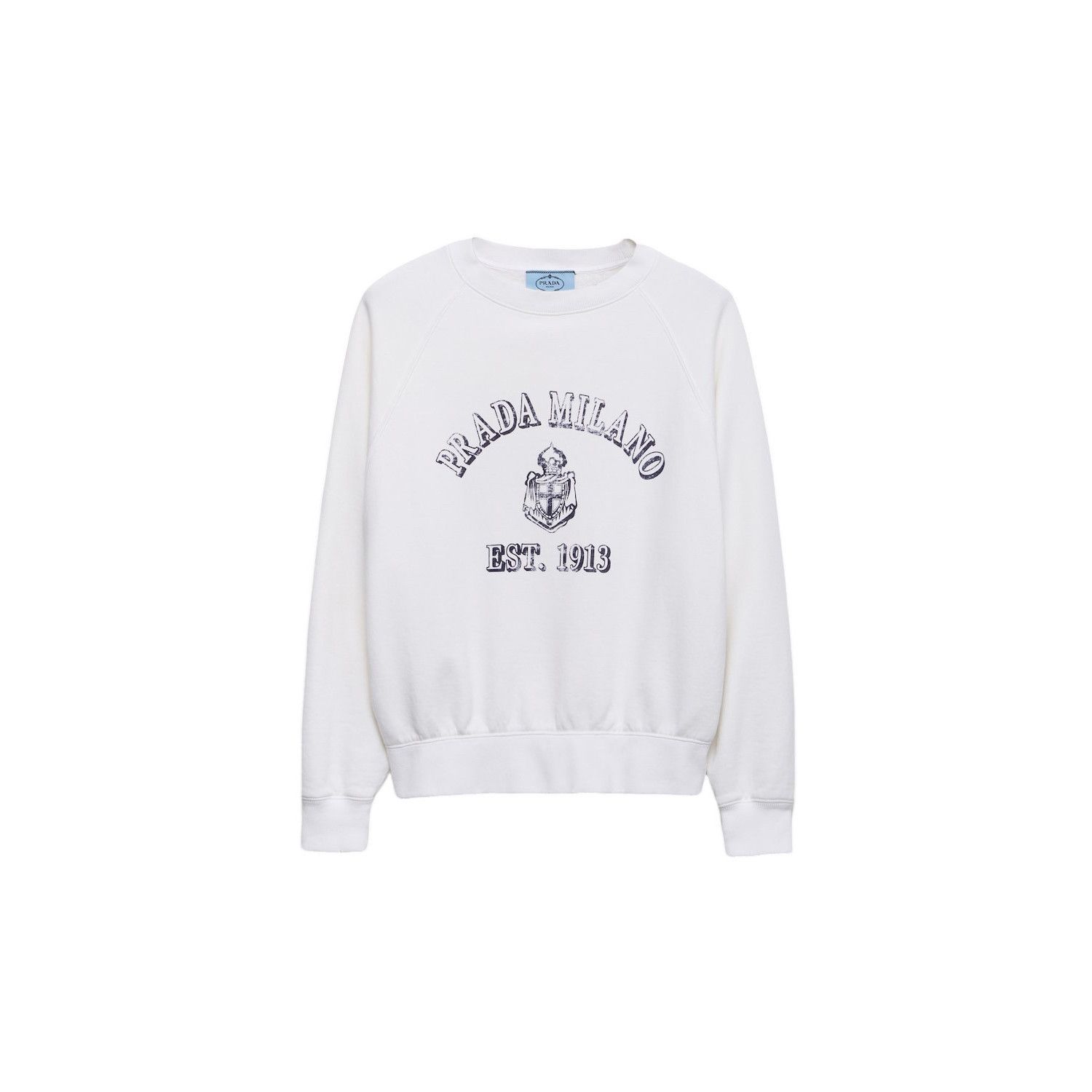 Prada PRADA $1590 White Cotton Crew-Neck Sweatshirt New & Authenti Size M / US 6-8 / IT 42-44 - 1 Preview