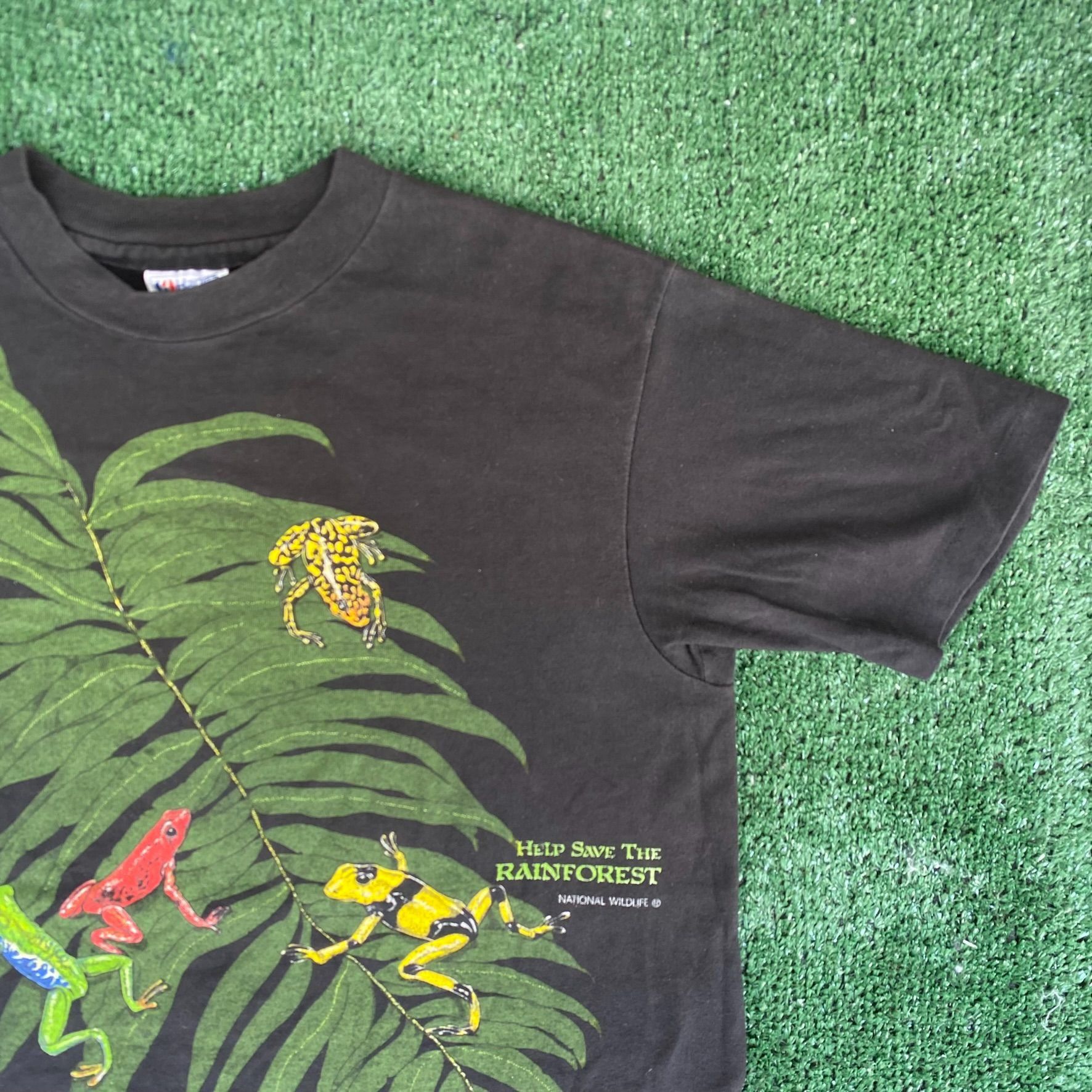 Hanes Vintage 90s Rainforest Frogs Shirt Nature Animal Jungle Tee Size US M / EU 48-50 / 2 - 2 Thumbnail