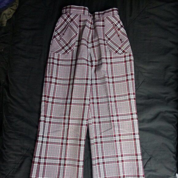 Other Deadstock Vintage K-Mart Mod Plaid Polyester Pants Flared Size 32" / US 10 / IT 46 - 2 Thumbnail