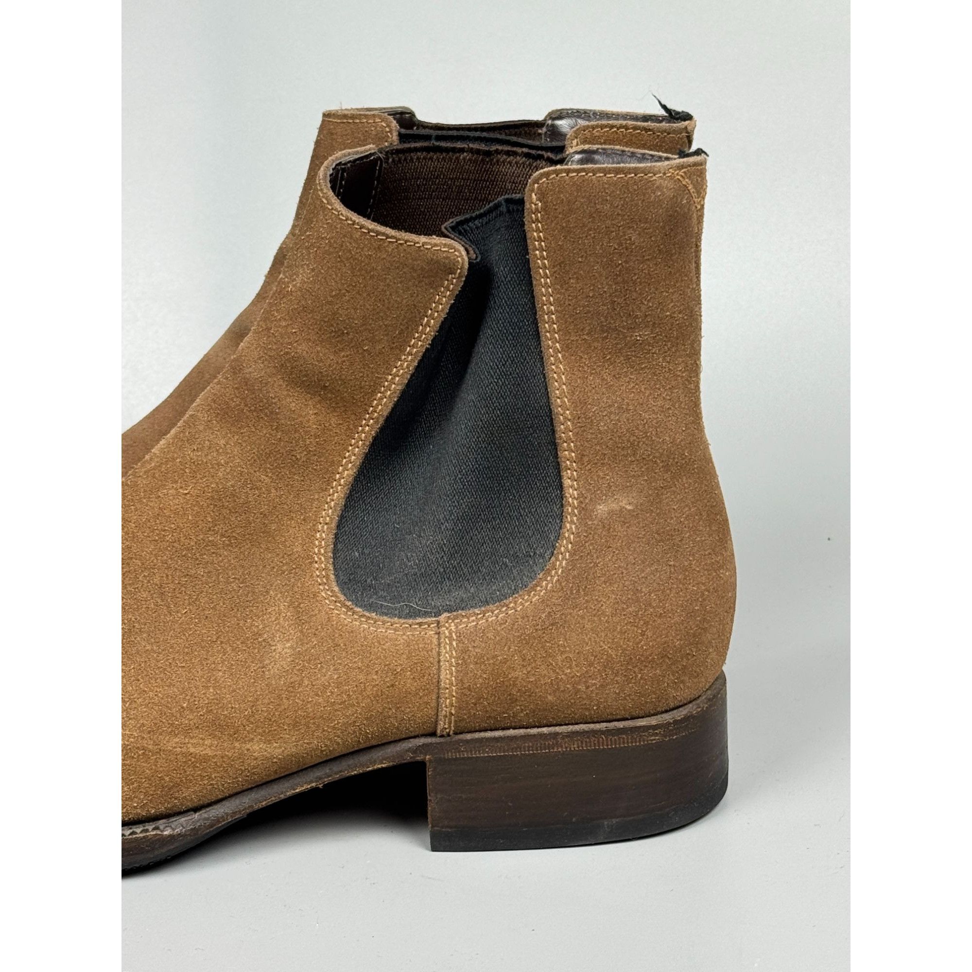 Prada Prada Vintage Khaki Suede Chelsea Boots (Y1169) Size US 9 / EU 42 - 7 Thumbnail