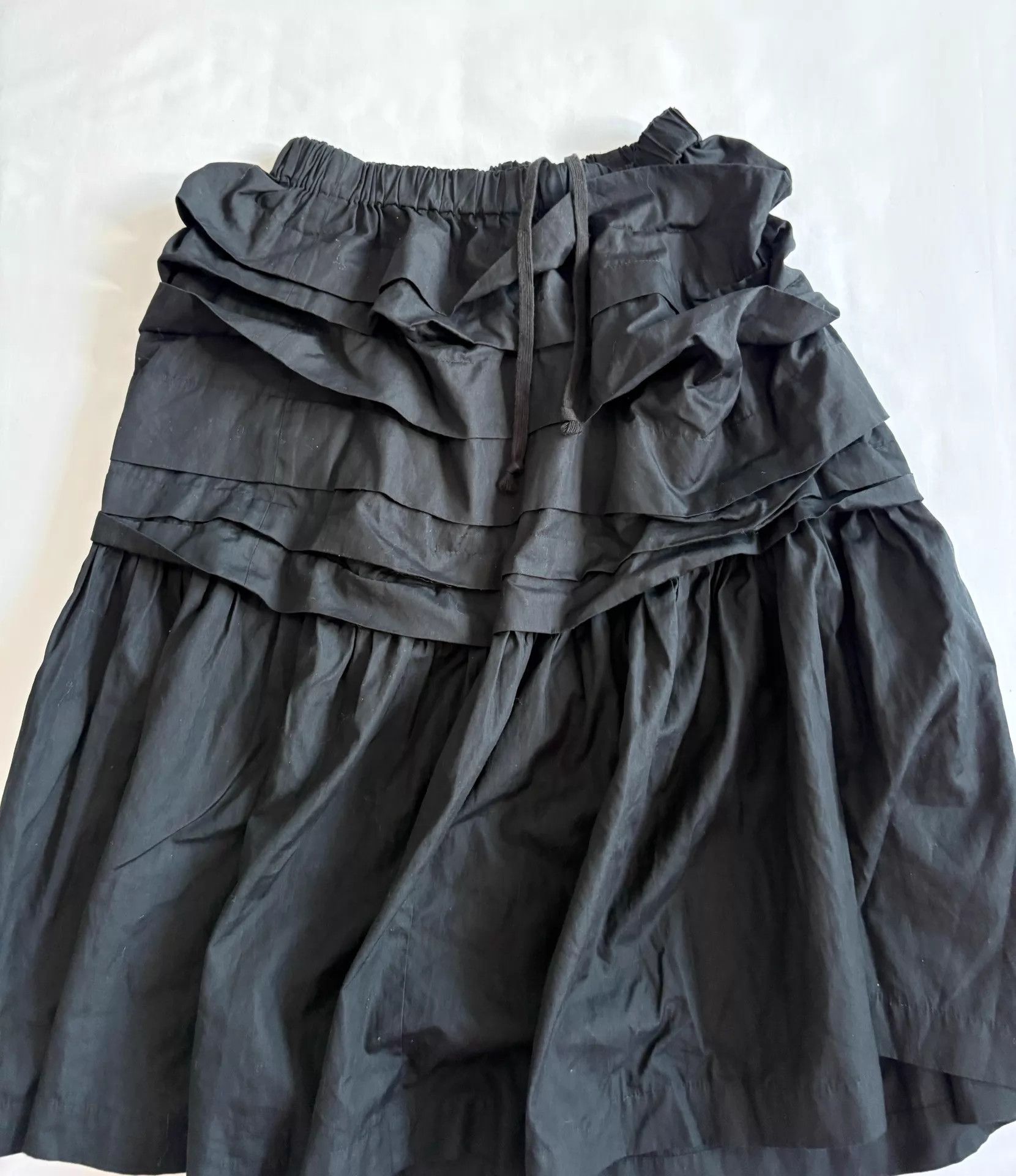 Comme des Garcons CDG Vintage Black Pleated Layered Elastic Waist Skirt Size 24" / US 00 / IT 34 - 3 Thumbnail