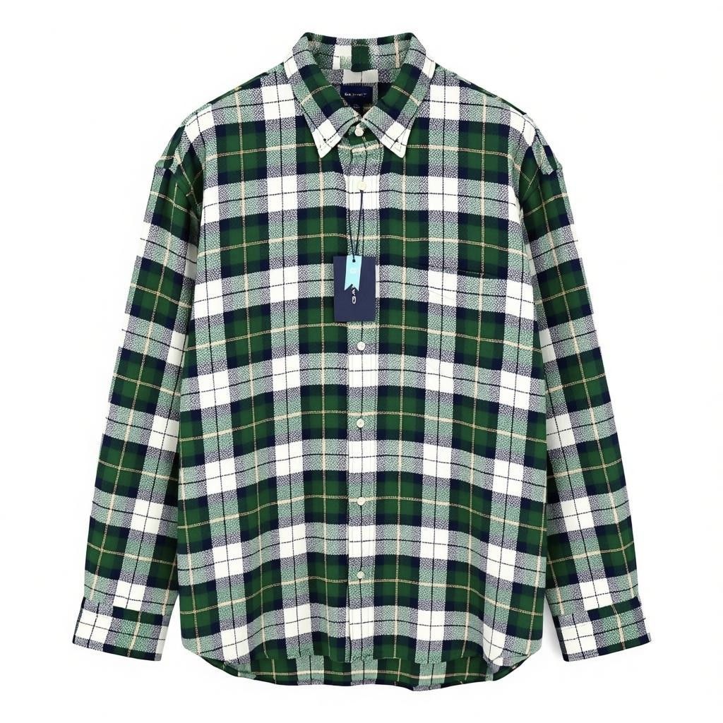 REL TEXTURE CHECK XL Forest Green Flannel Button 87507