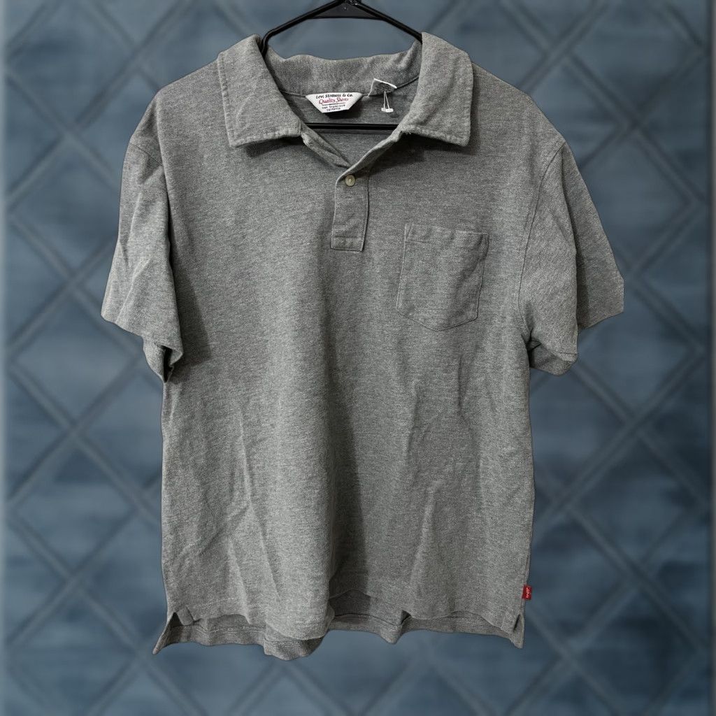 Levi's Levis Polo Shirt XL Gray Red Tab Cotton Blend Short Sleeve Men's Logo Regular Fit Size US XL / EU 56 / 4 - 1 Thumbnail