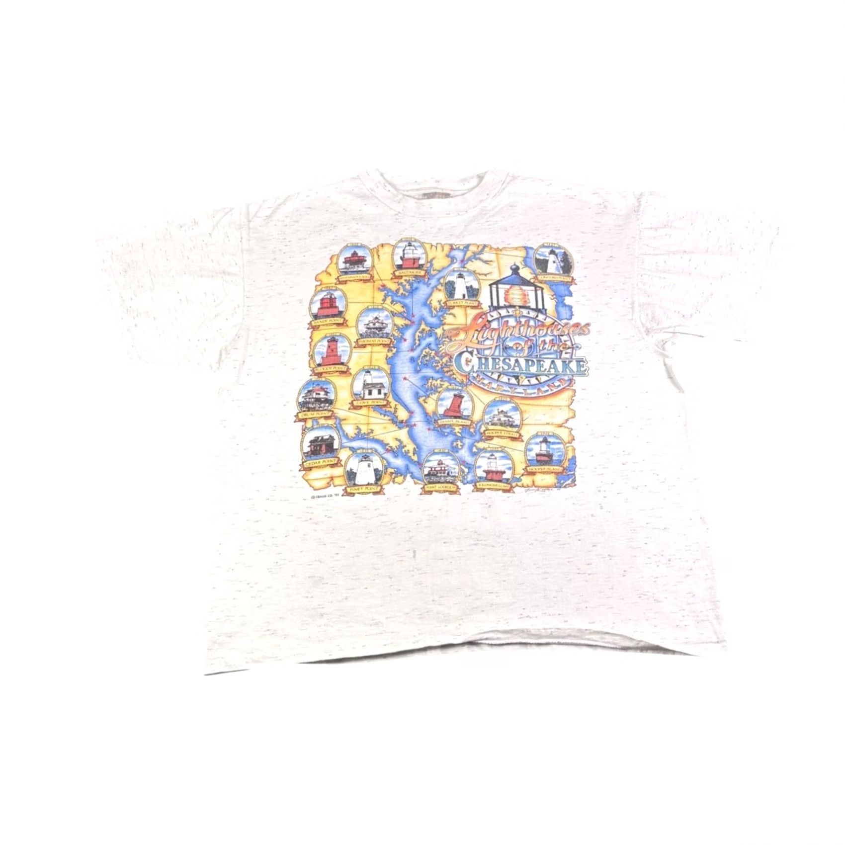 Vintage VINTAGE 1995 Lighthouses of the Chesapeake Maryland T-Shirt Oneita XL Gray 90s Size US XL / EU 56 / 4 - 2 Thumbnail