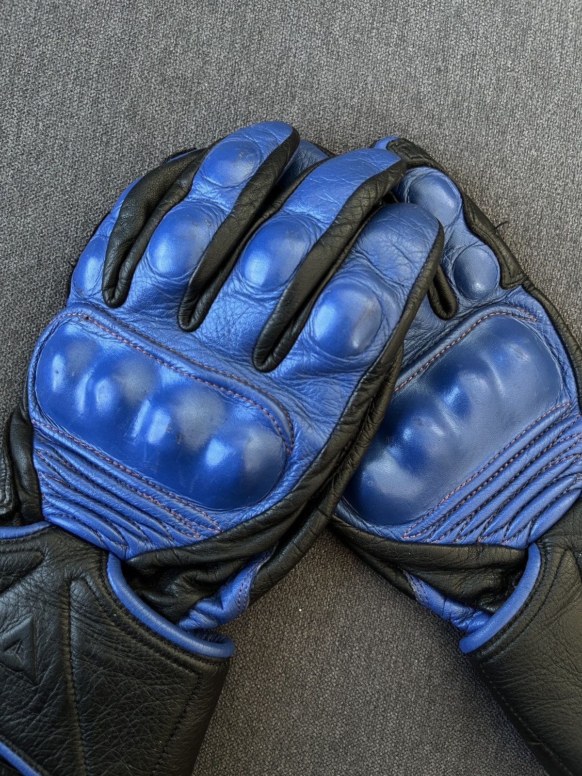 Dainese Dainese Blue Leather Moto Protective Biker Gloves Size ONE SIZE - 12 Thumbnail