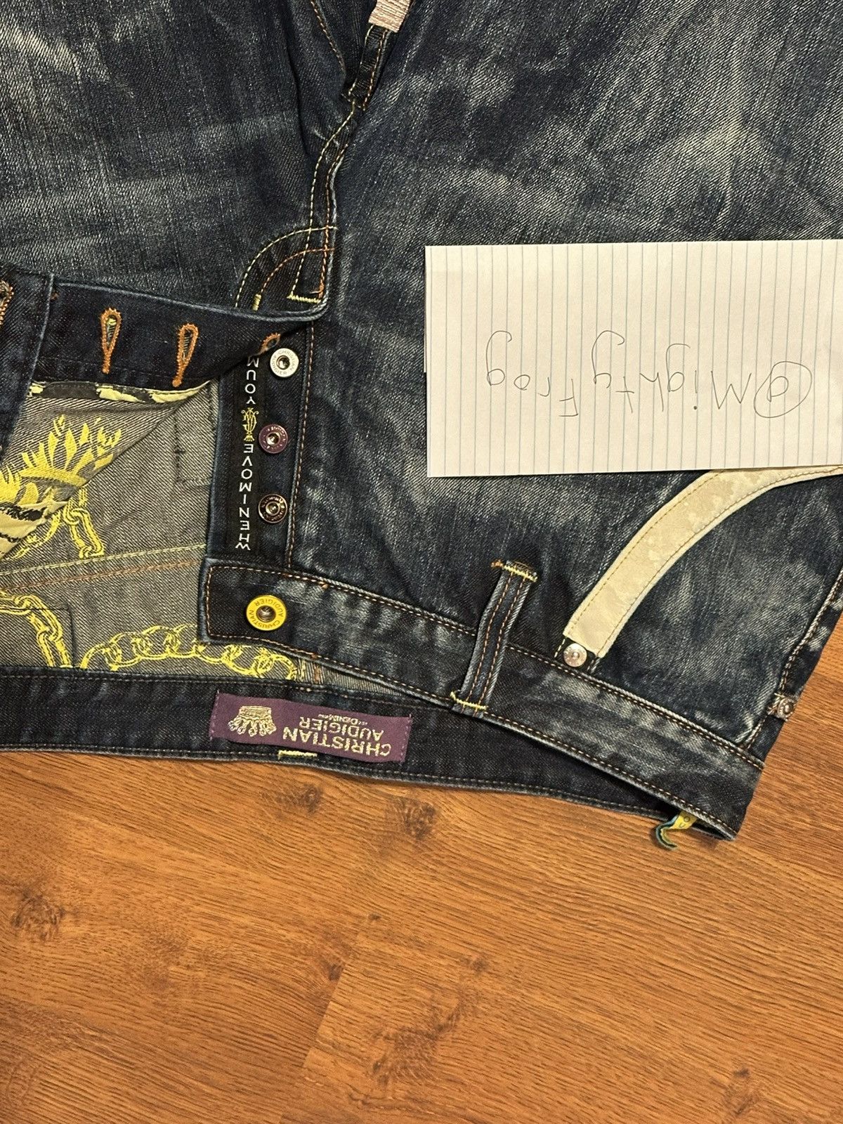 Christian Audigier × Ed Hardy × Vintage Christian Audiger Dagger Jeans Embroidered Size US 36 / EU 52 - 4 Thumbnail