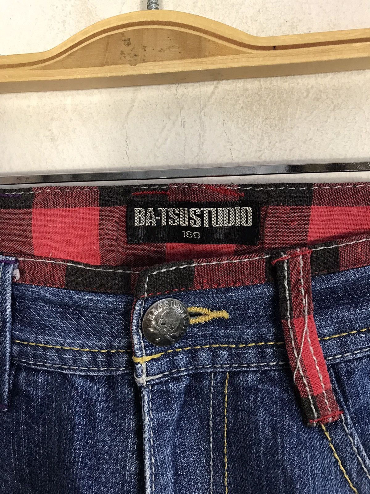 Japanese Brand Bat-su Studio Indigo Denim Back Chekered Printed Size US 28 / EU 44 - 5 Thumbnail