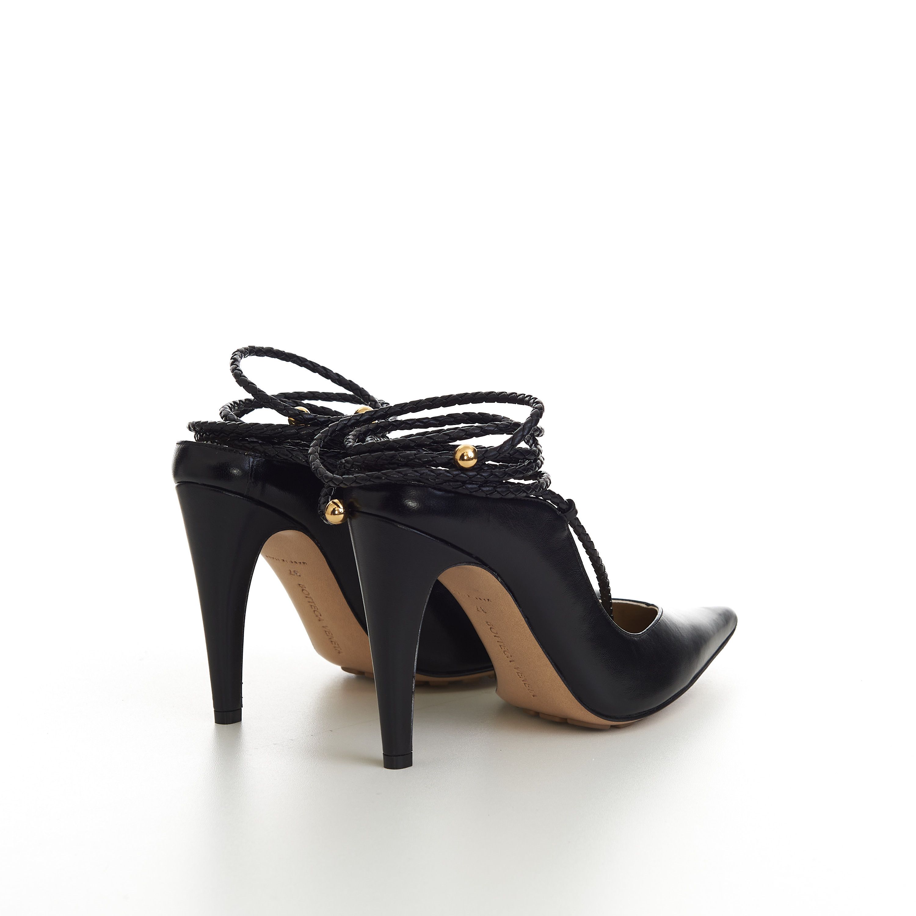 Bottega Veneta Spritz Strap Open Back Pumps In Black Leather Size US 6 / IT 36 - 7 Thumbnail