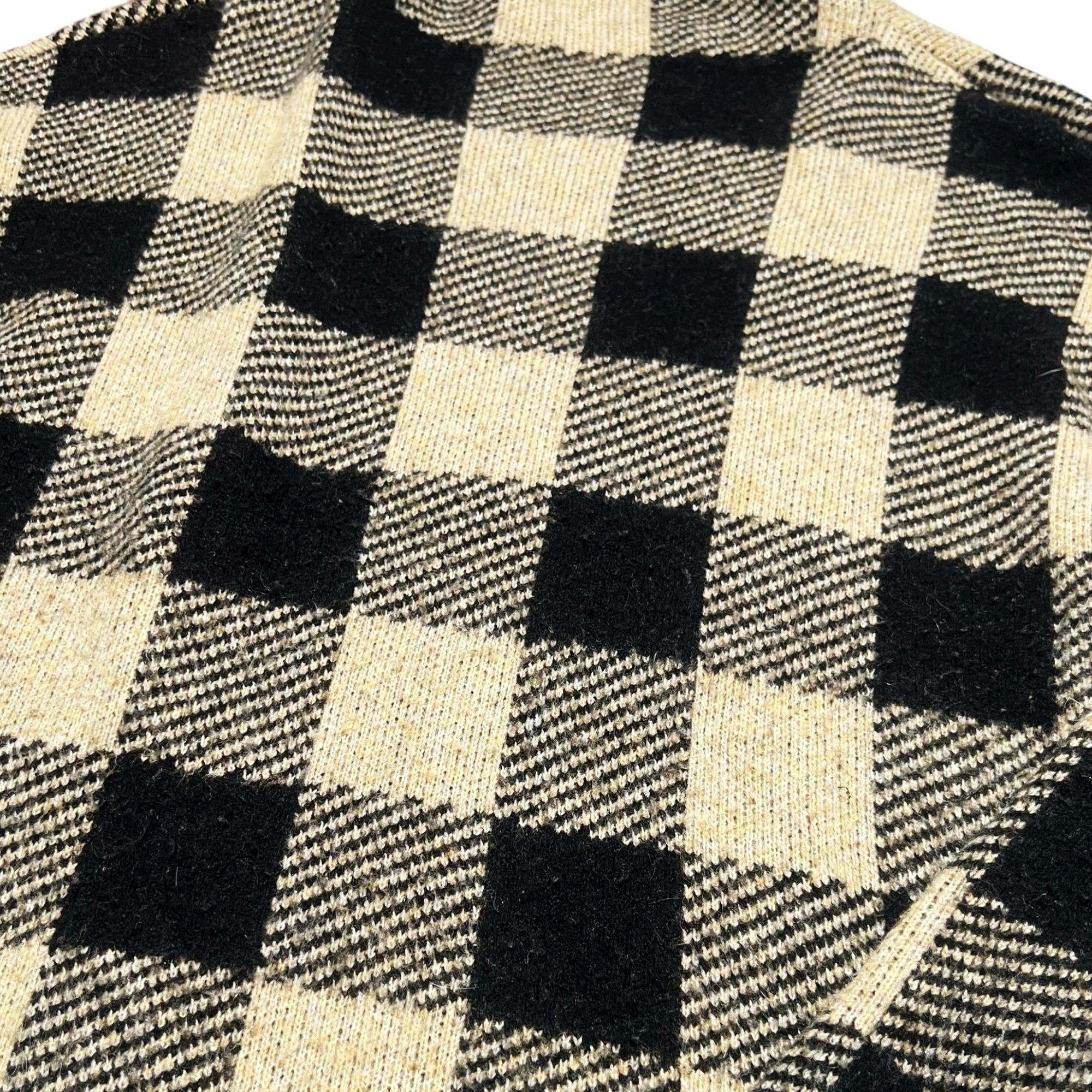 Loft Loft Sweater Womens Size L Tan Black Checkered Plaid Knit Mo Size L / US 10 / IT 46 - 2 Thumbnail