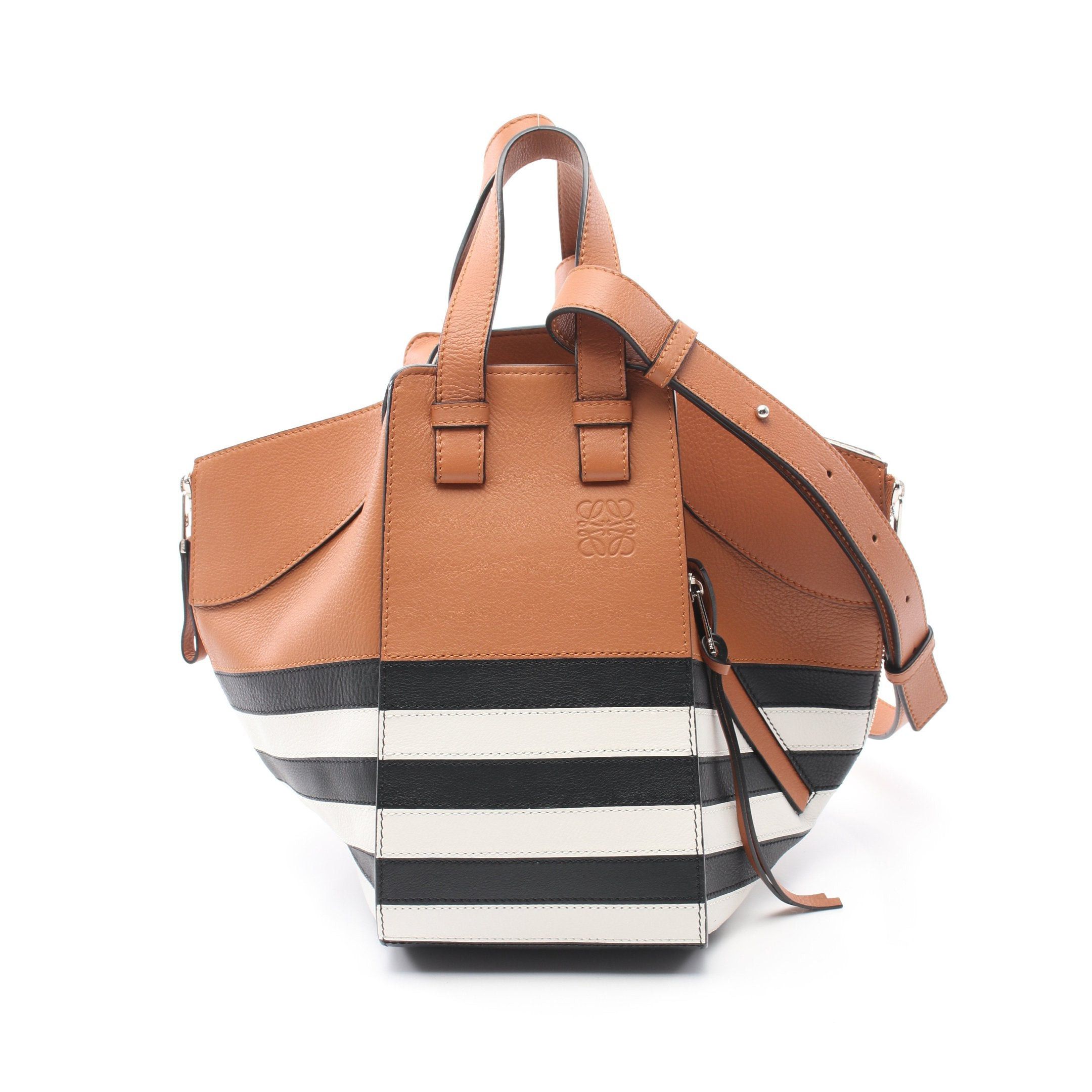 Loewe Loewe Hammock Small Marin Marine Handbag Leather Light Brown Black White Size ONE SIZE - 1 Thumbnail