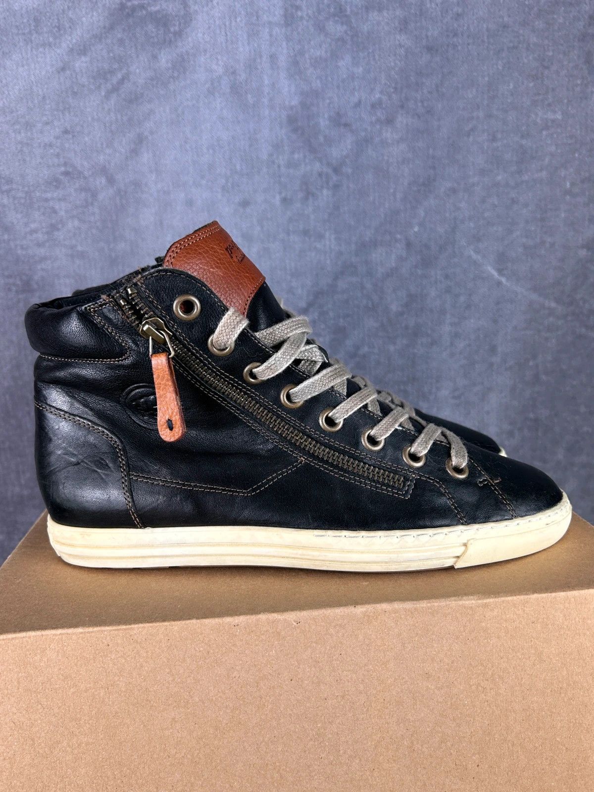 Designer Paul Green Handmade high sneakers leather mini logo Size US 7 / EU 40 - 5 Thumbnail