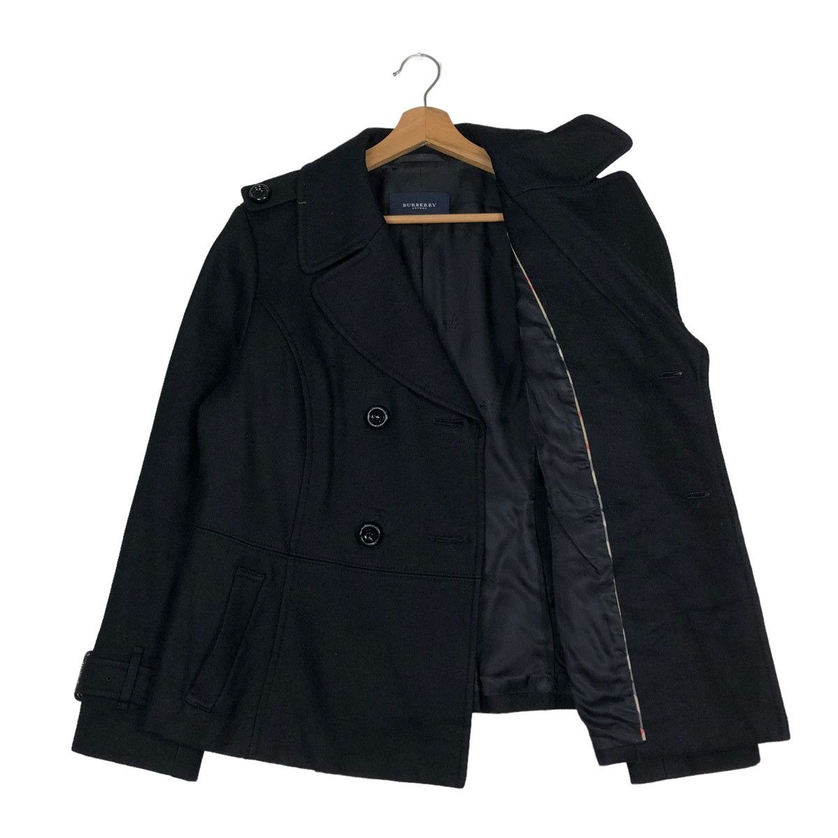 Burberry 🔥VINTAGE CROPPED BIKER JACKET BURBERRY LNDON DOUBLE BREAST Size M / US 6-8 / IT 42-44 - 11 Thumbnail