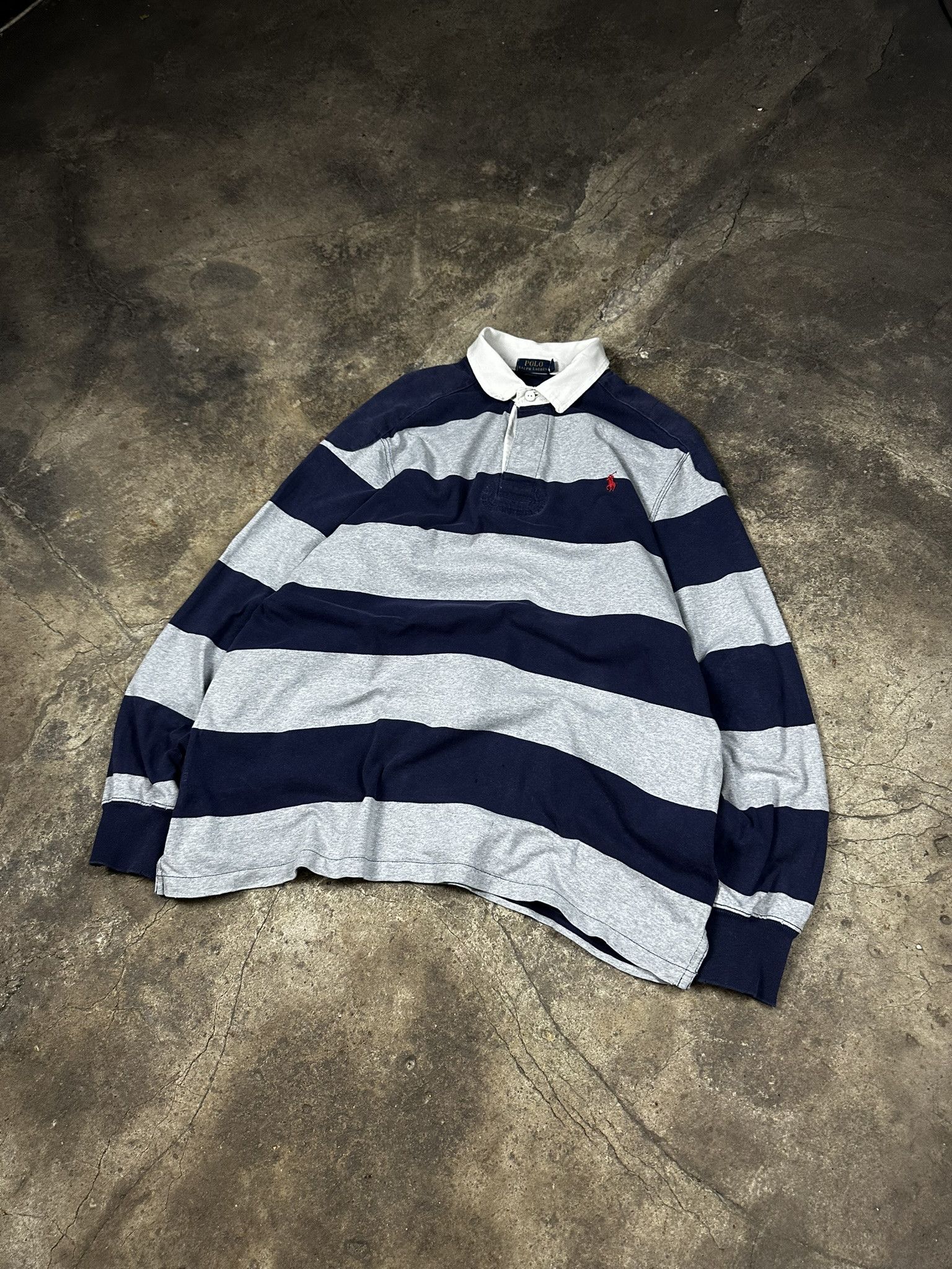 Polo Ralph Lauren Vintage Polo Ralph Lauren Rugby Longsleeve Stripped Polo Size US XL / EU 56 / 4 - 1 Thumbnail