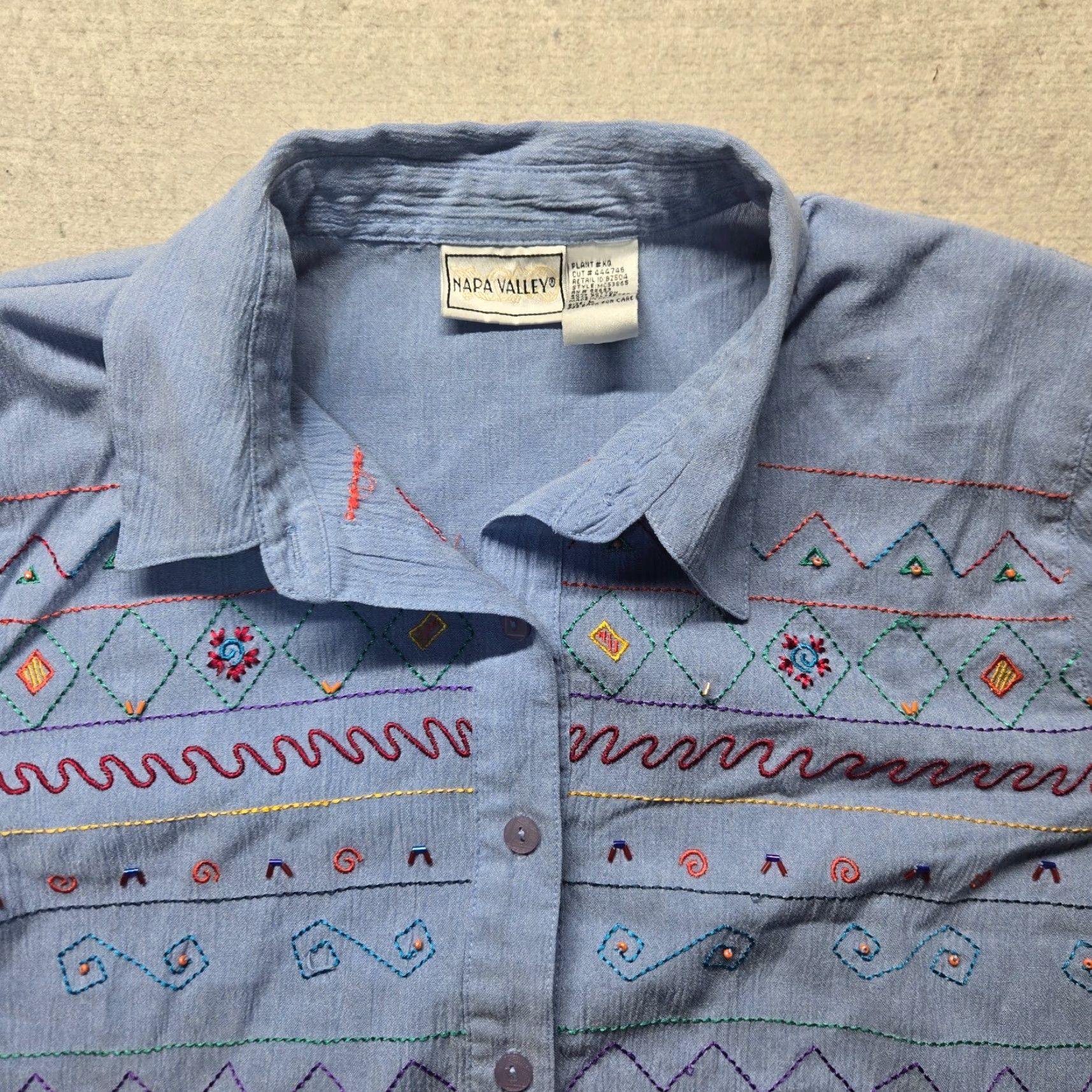 Vintage VINTAGE Napa Valley Shirt Adult Women's L Blue Embroidered Button-Up Long Sleeve Size L / US 10 / IT 46 - 2 Thumbnail