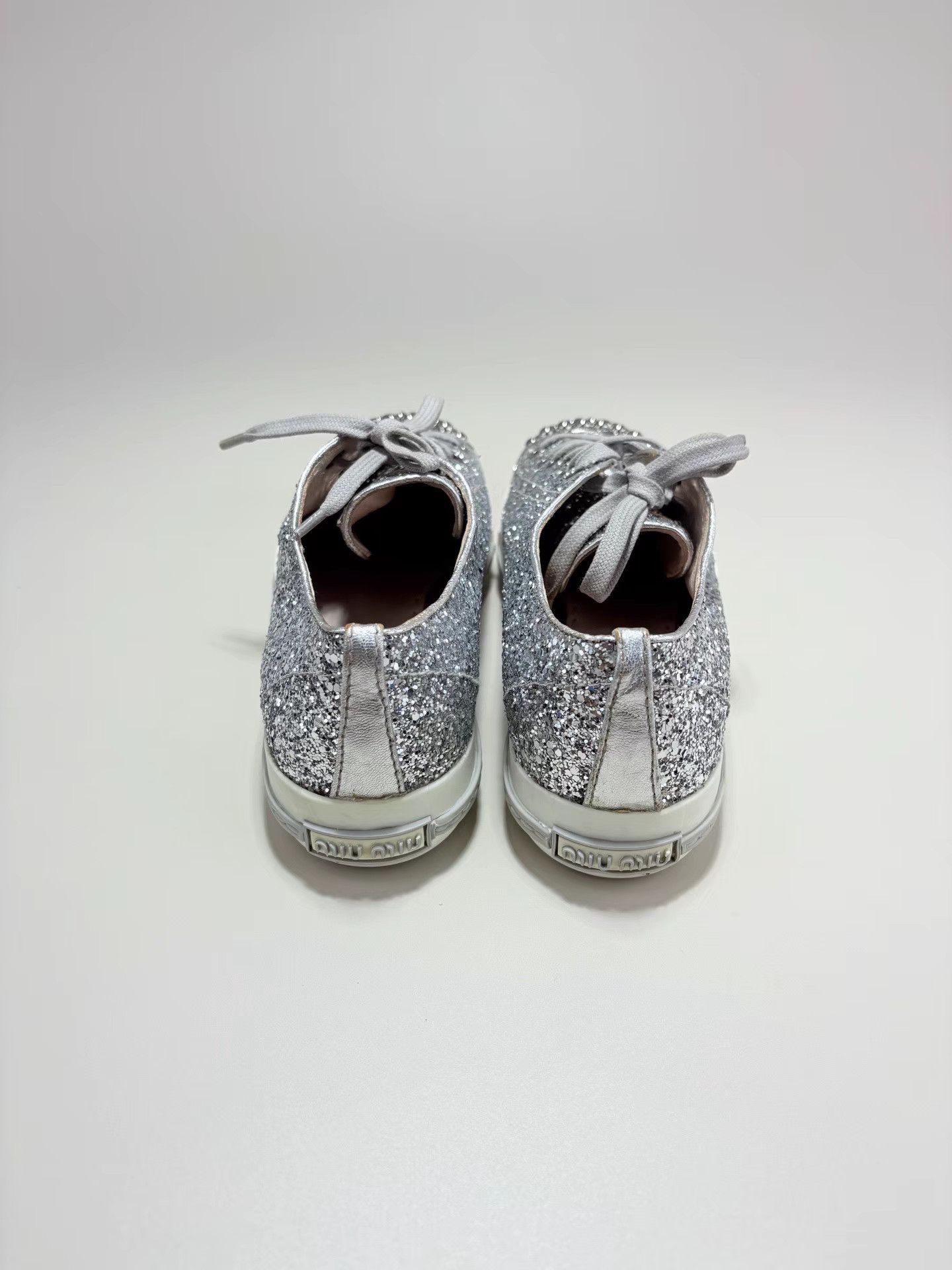 Miu Miu MIUMIU Crystal & Glitter Low-Top Sneakers K1 Size US 8 / IT 38 - 3 Thumbnail