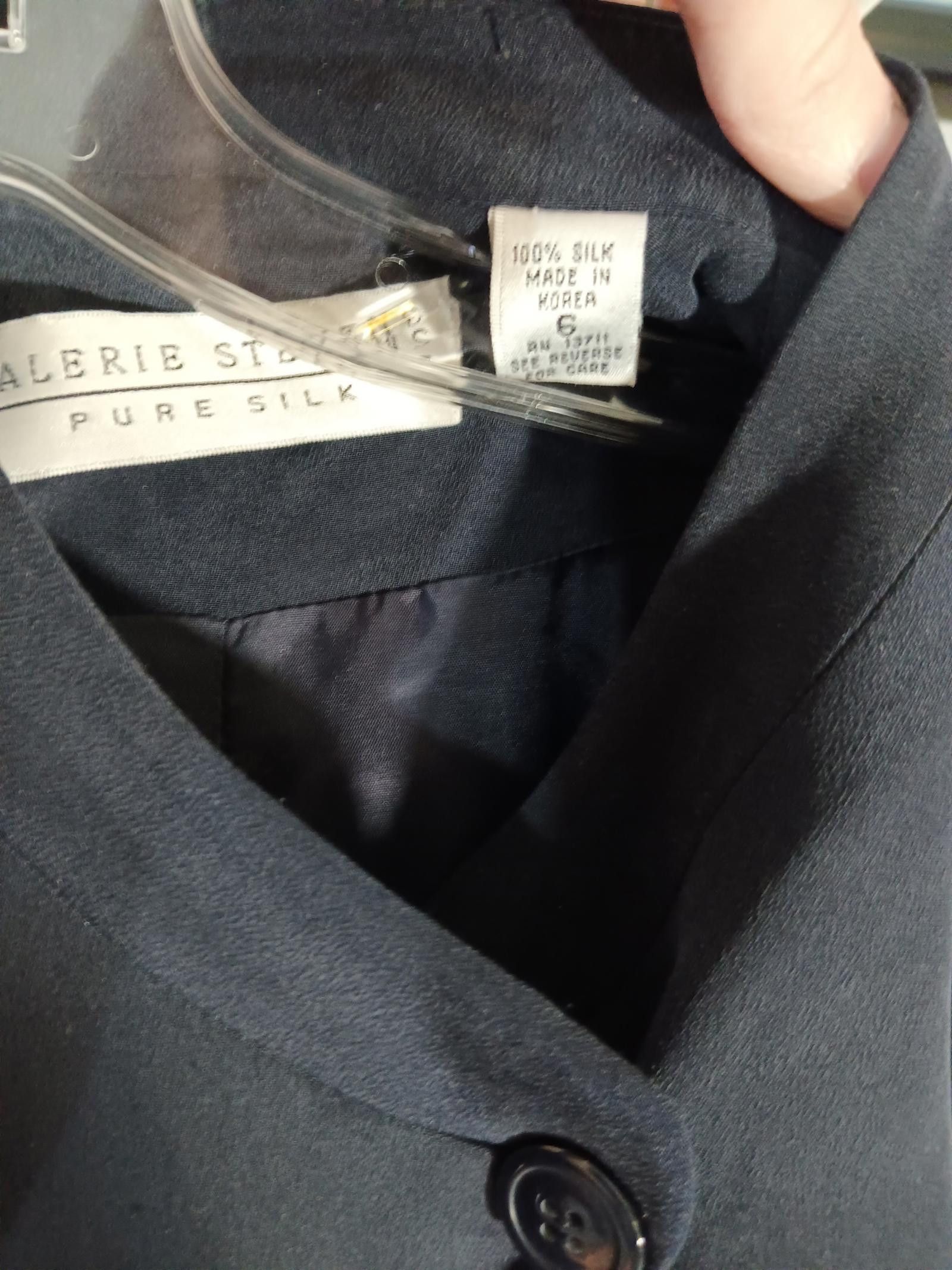 Designer Valerie Stevens Pure Silk Navy Blazer Size M / US 6-8 / IT 42-44 - 4 Thumbnail