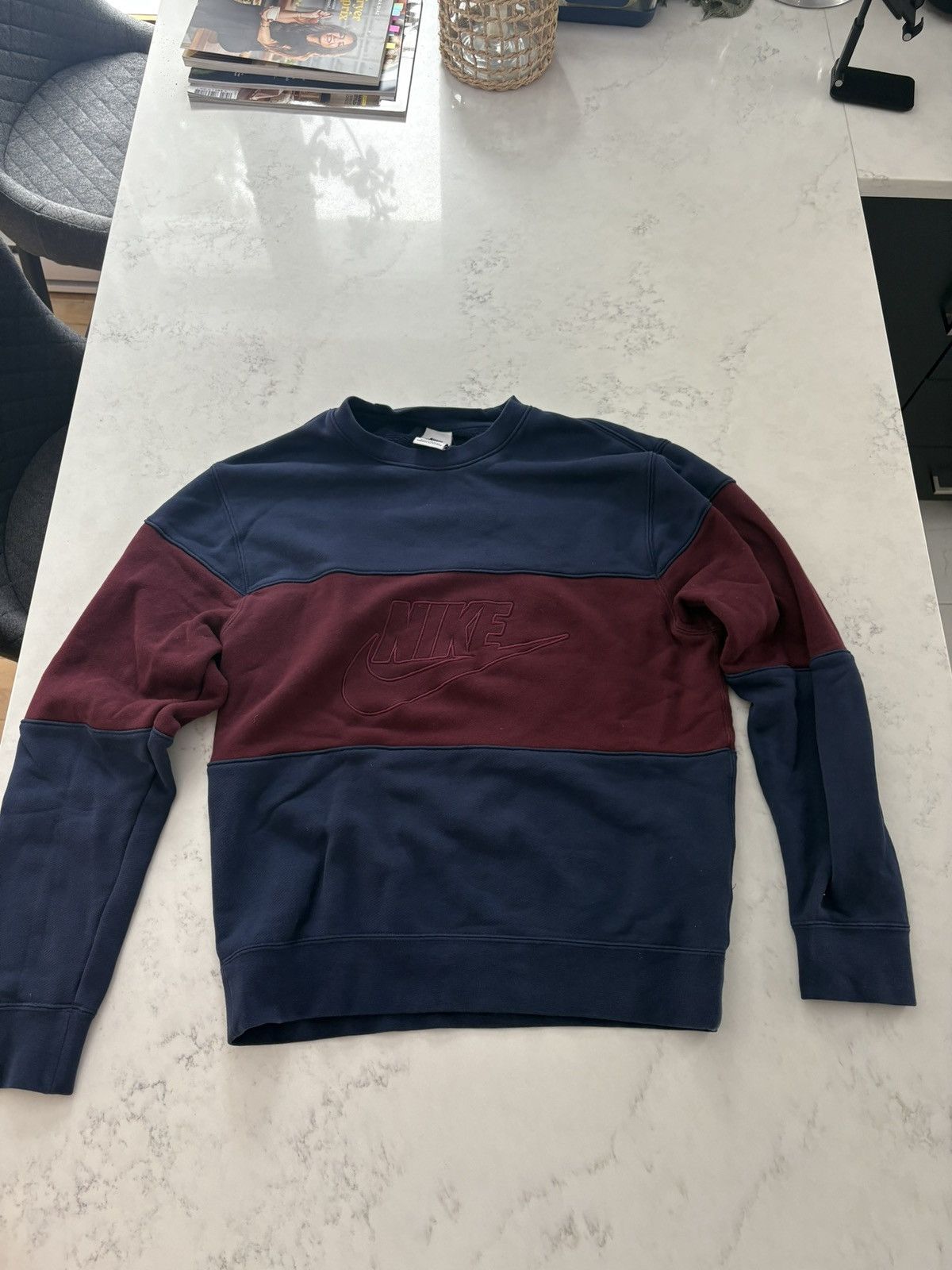 Nike Nike Colorblock Crewneck Sweatshirt – Navy & Burgundy Size US S / EU 44-46 / 1 - 1 Thumbnail