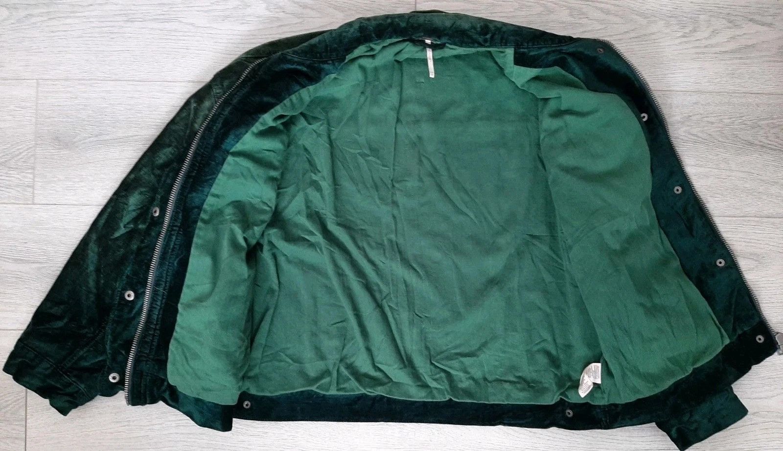 Free People Free People Jacket Green Velvet Trucker Full Zip Oversized Size XS / US 0-2 / IT 36-38 - 3 Thumbnail