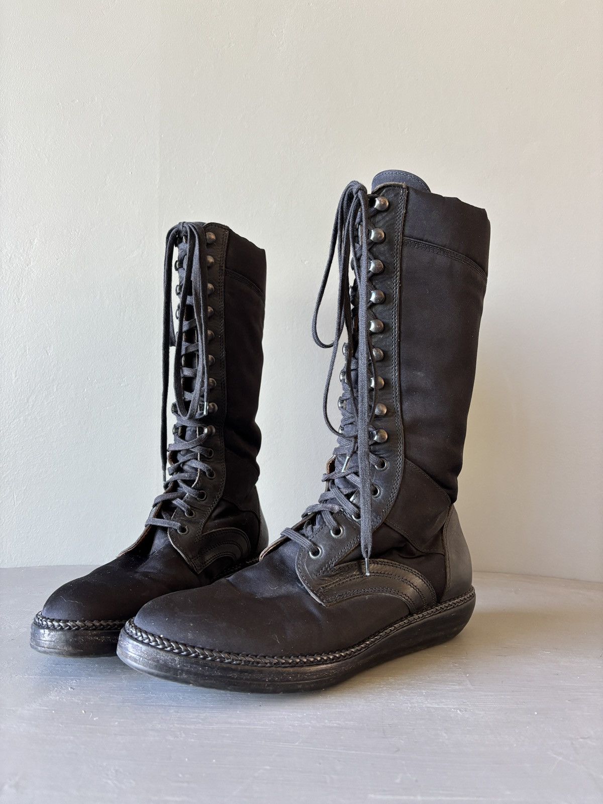 Lanvin Lanvin Boots Handmade in Italy Tall Combat Black Leather Size US 7 / EU 40 - 6 Thumbnail