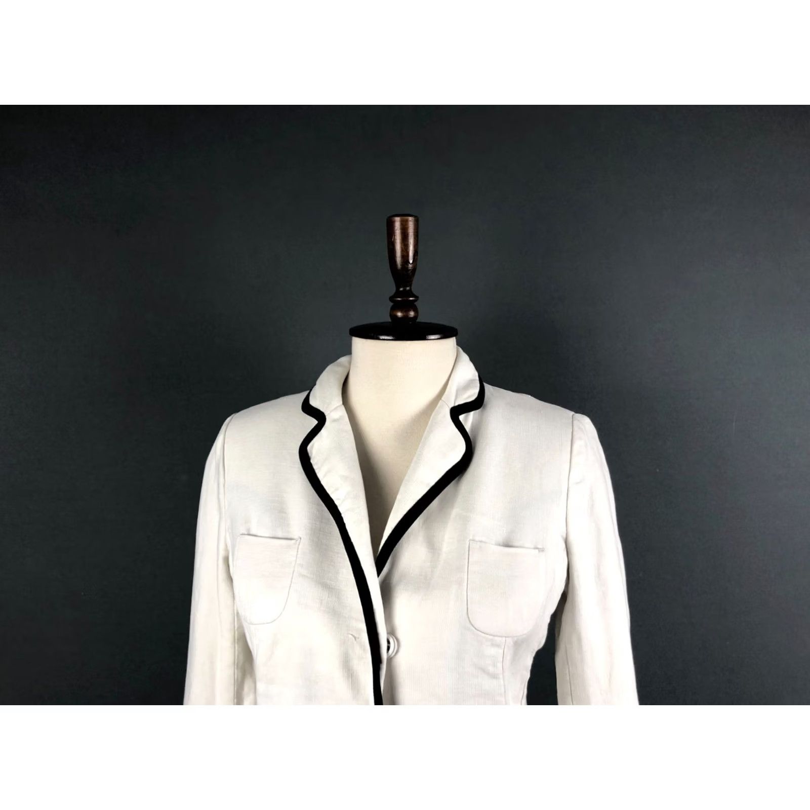 Max Mara S Max Mara Blazer Jacket White Linen Snap Up Size 8 Womens - Casual Single-Breasted 3 Snap Closure Size M / US 6-8 / IT 42-44 - 6 Thumbnail