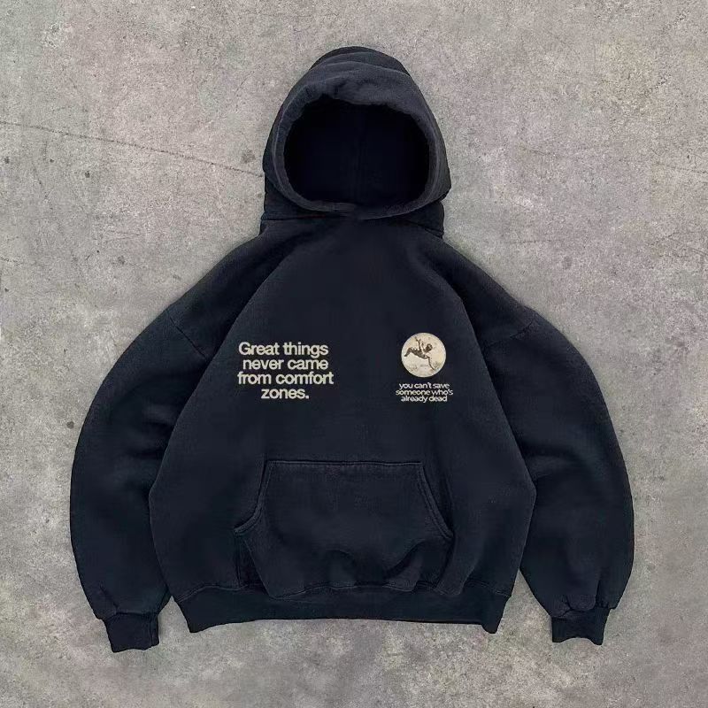 Japanese Brand × Vintage Black street fashion washed retro hoodie Size US L / EU 52-54 / 3 - 2 Thumbnail