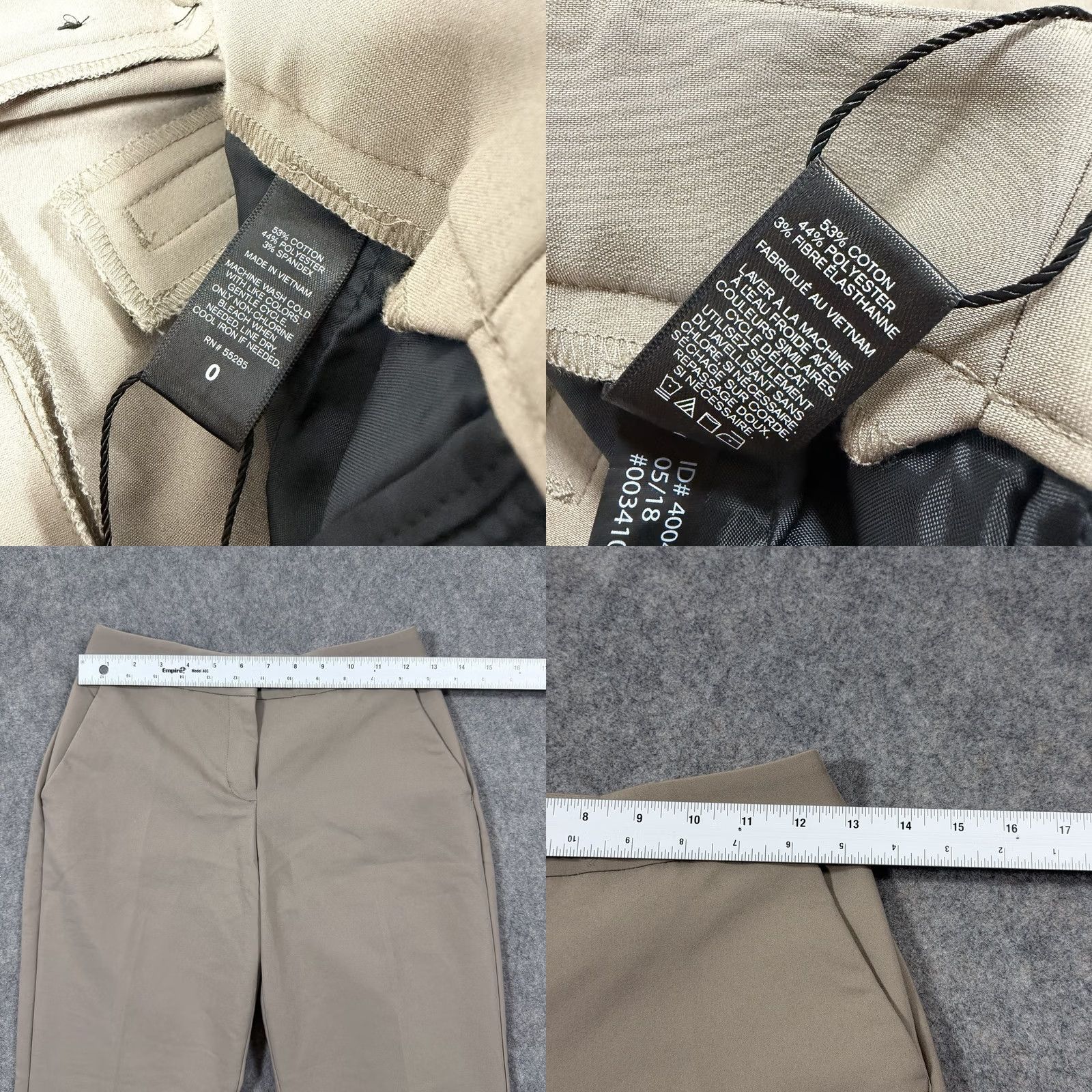 Express Express Columnist Mid Rise Pants Womens 0 Beige NWT Slim Bootcut Flat Front 26x27.5 Modern Dress Pants Size 25" / US 0 / IT 36 - 8 Thumbnail