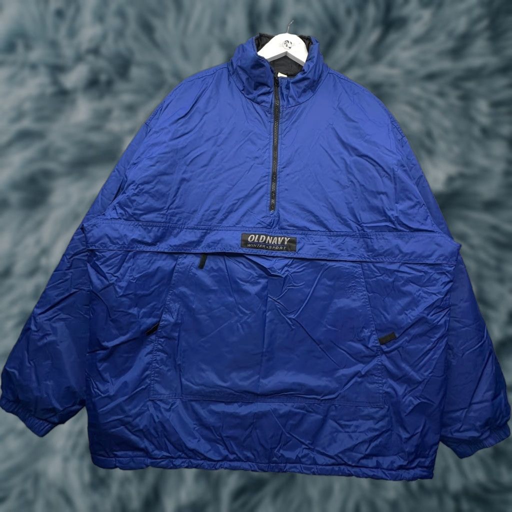 Old Navy VINTAGE 90s Old Navy Jacket Anorak Windbreaker 1/2 Zip Mens XXL Blue Logo Shirt Size US XXL / EU 58 / 5 - 1 Thumbnail