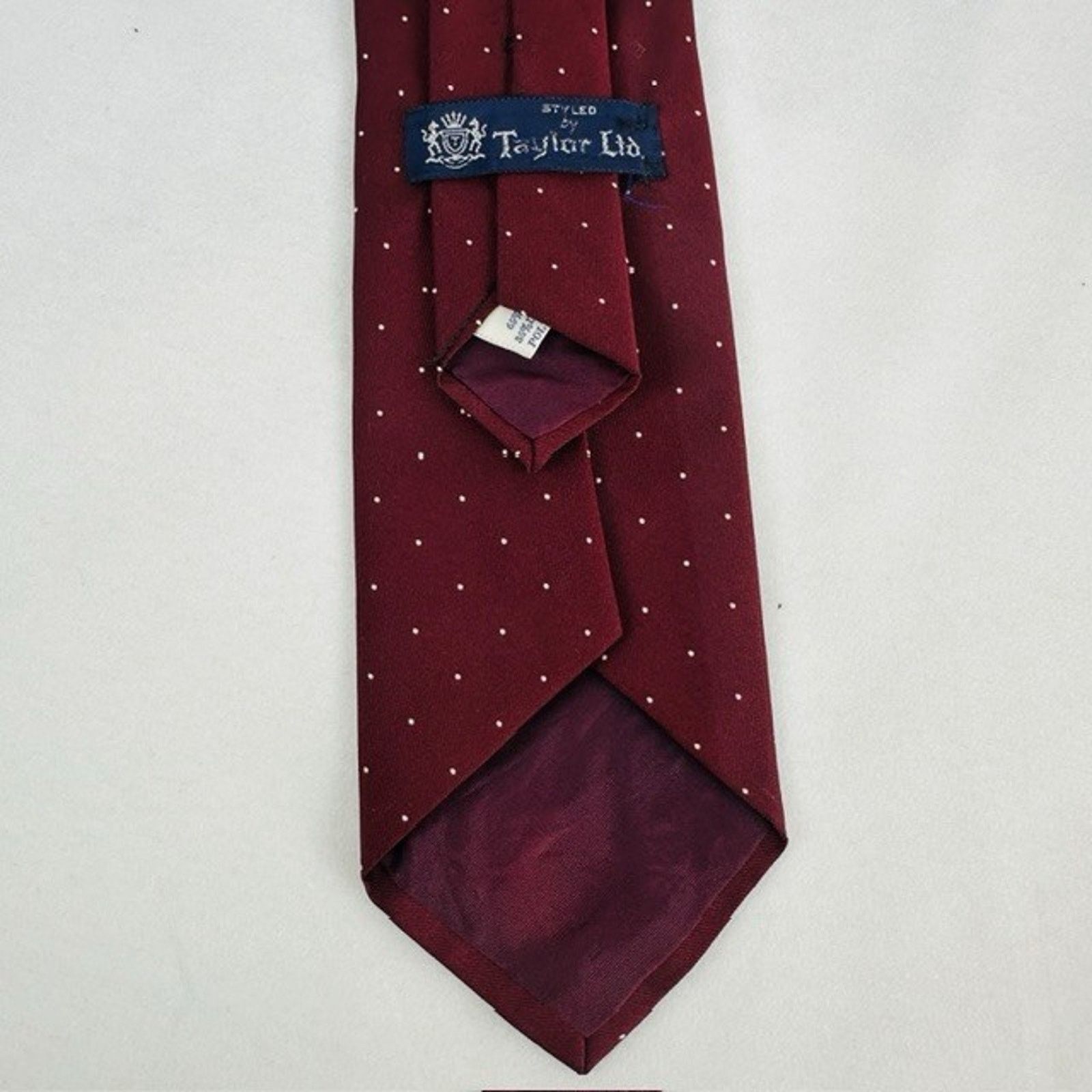 Other Taylor Ltd. Necktie Red(maroon) w/white polka dot Preppy VTG Size ONE SIZE - 7 Thumbnail