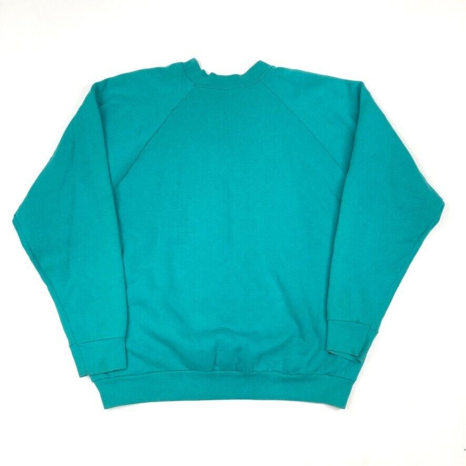 Fruit Of The Loom × Vintage Vintage 90s Fruit Of The Loom Teal Green Crewneck Sweater Size US XXL / EU 58 / 5 - 5 Thumbnail