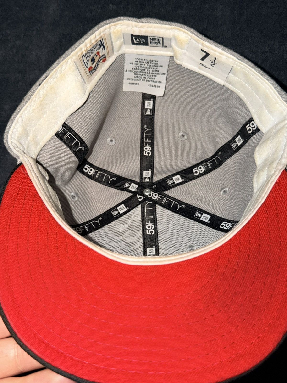 New Era Grey Black/Red Brim Red Sox Fitted 7 1/2 Size ONE SIZE - 3 Thumbnail