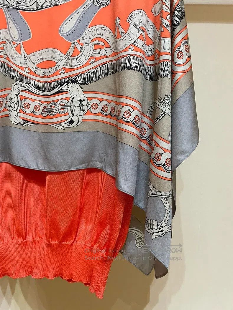 Hermes Hermes Silk Fabric Fake Two-Piece Scarf Knit Top Size XS / US 0-2 / IT 36-38 - 4 Thumbnail