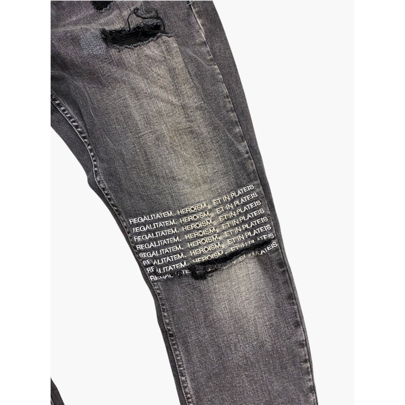 Ksubi Ksubi Ripped Heroism Black Wash Jeans Size US 38 / EU 54 - 3 Thumbnail