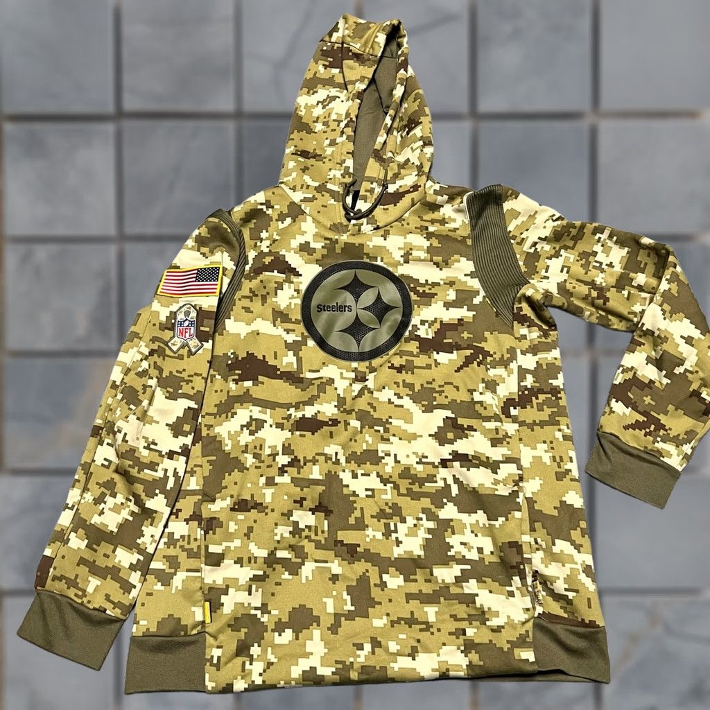 Nike Nike NFL Pittsburgh Steelers Salute To Service Hoodie Mens Large Camouflage Green L Regular Pullover Shirt? Size US L / EU 52-54 / 3 - 1 Thumbnail