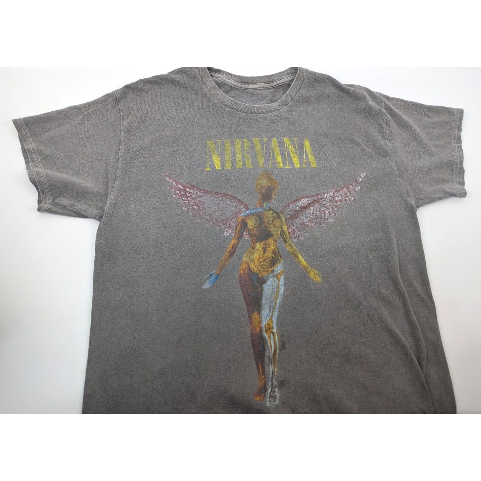 Vintage Nirvana Graphic T-Shirt Gray Short Sleeve Crew Neck Mens S/M Band In Utero Retro Logo 90s Size US S / EU 44-46 / 1 - 7 Thumbnail