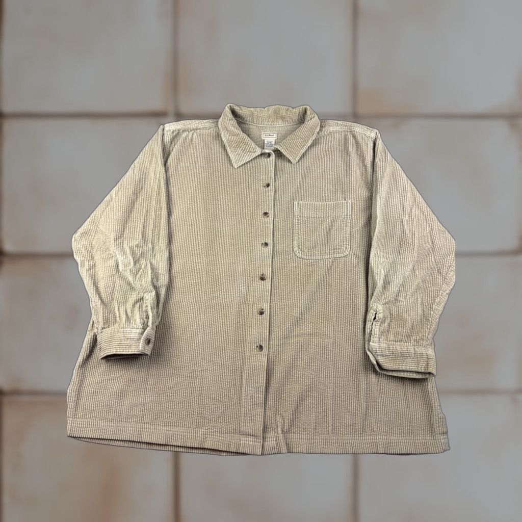 Vintage LL Bean Shirt Women’s 3XL Brown Corduroy Button-Up Outdoors Hiking Cotton Long Sleeve Collared Button Solid Vintage No Size XXL / US 16-18 / IT 52-54 - 1 Thumbnail