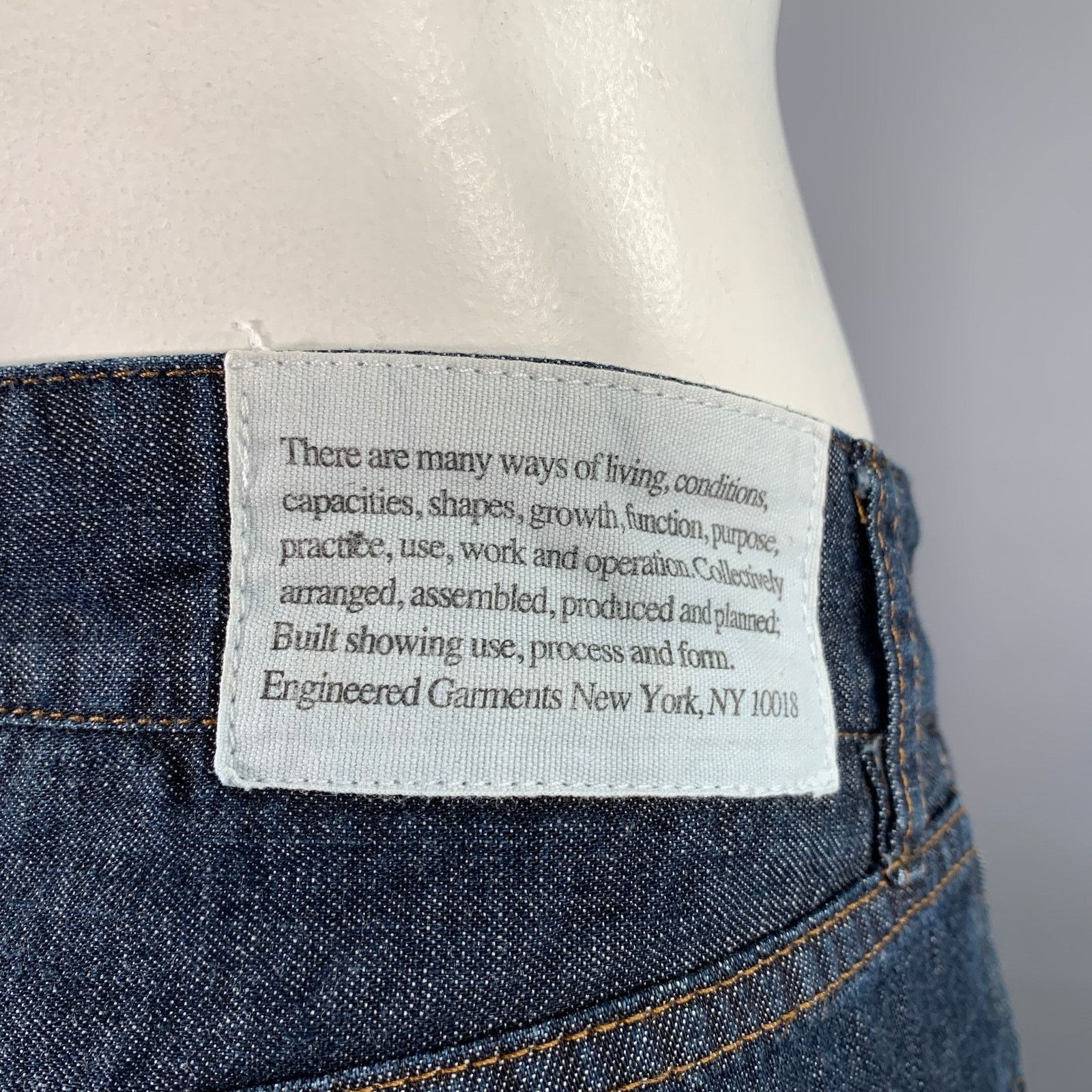 Engineered Garments 34 Blue Contrast Stitch Cotton 5 Pocket Jeans Size US 34 / EU 50 - 3 Thumbnail