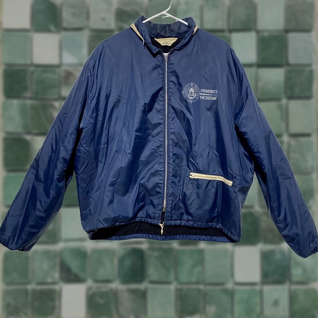 Vintage VTG Jems For Jackets Michigan Windbreaker XL READ Jacket 90s Reversible Fleece Lined Cotton Zip Men Blue - P2P 26” Length 26” READ Size US XL / EU 56 / 4 - 1 Thumbnail