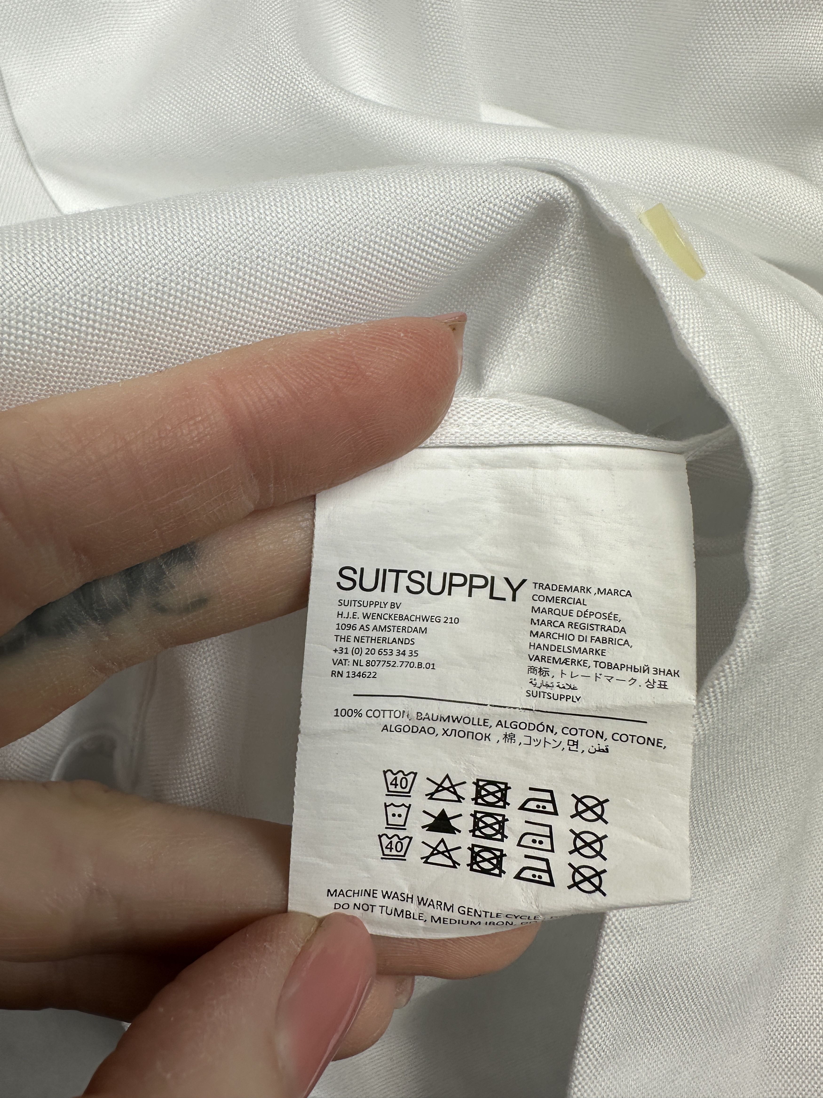 Suitsupply SuitSupply Traveller Mens White Dress Shirt Slim Fit Size US M / EU 48-50 / 2 - 5 Thumbnail