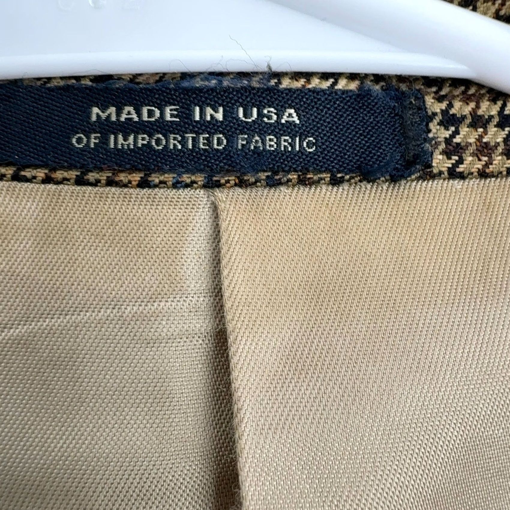 Hart Schaffner Marx Hart Schaffner Marx Blazer Sport Coat Men 48R Tan Houndstooth Windowpane Classic Size 48R - 4 Thumbnail