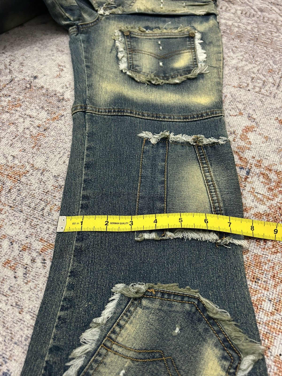 If Six Was Nine Modernistic Acid Wash Multi Pocket Flare Jeans Size US 28 / EU 44 - 20 Thumbnail