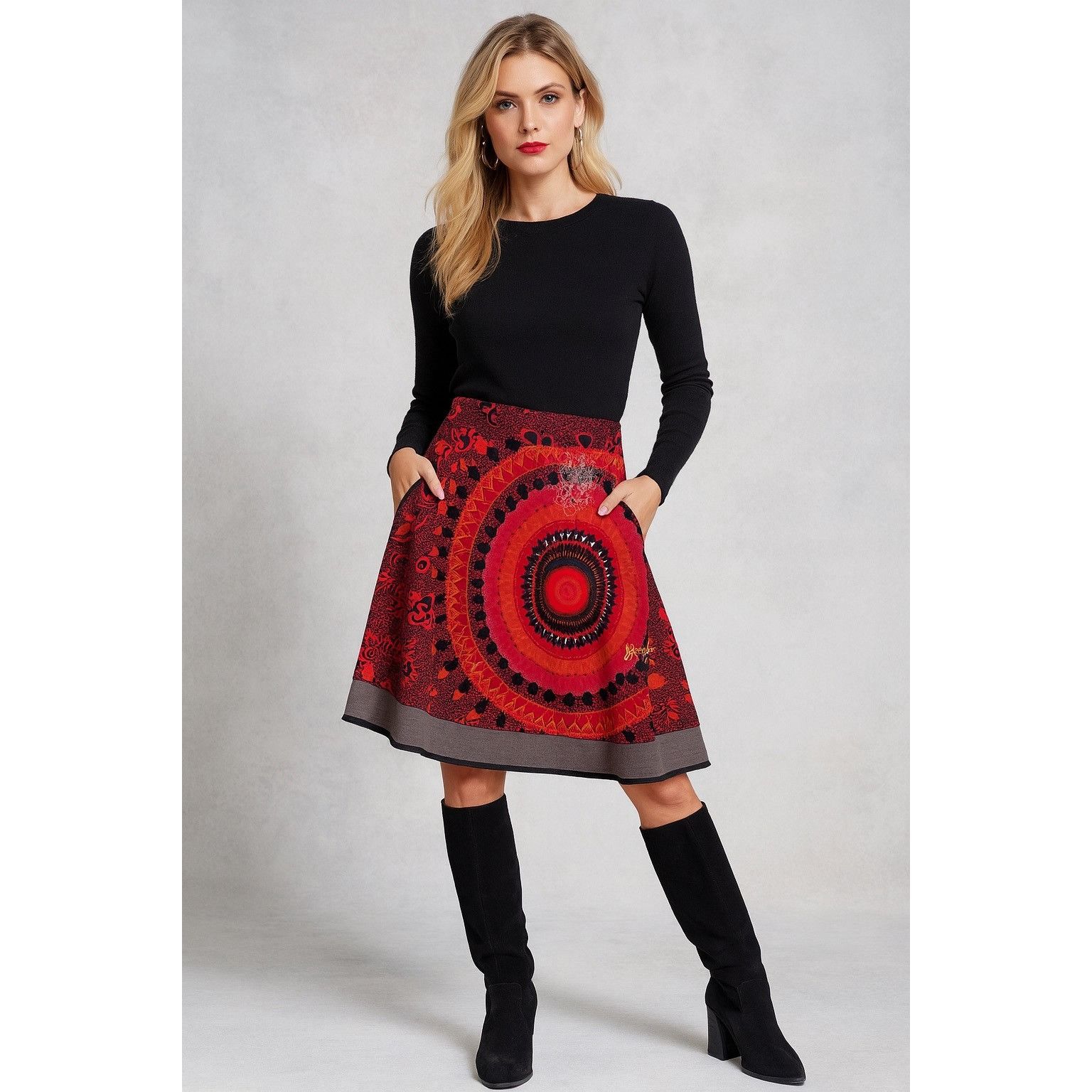 Desigual Desigual Multicolored A-line Skirt Mandala Print Size M Size 36" / US 14 / IT 50 - 1 Thumbnail