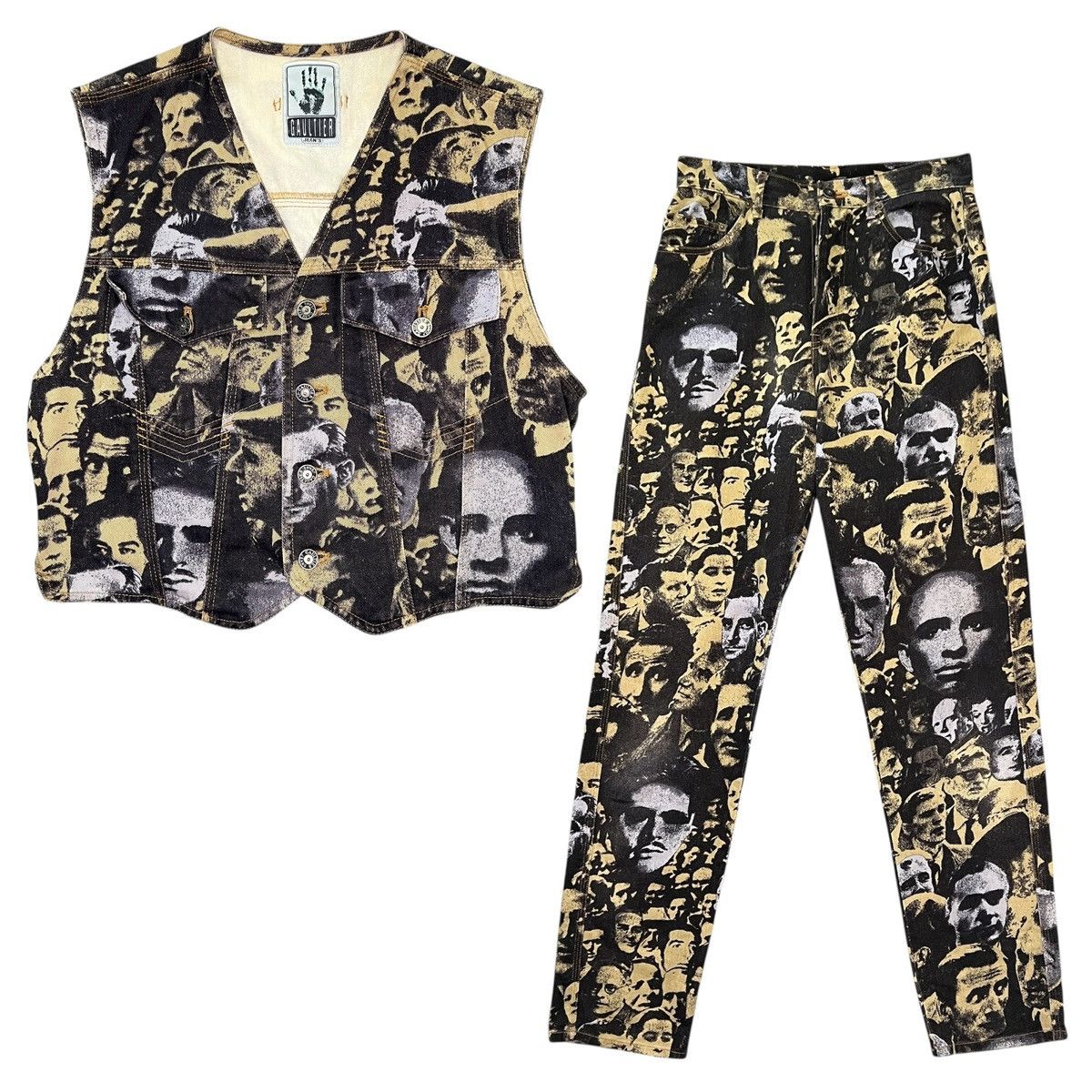 Jean Paul Gaultier Jean Paul GAULTIER 1992AW Face Printed Vest & Pants Set-up Size US 44 / EU 60 - 1 Thumbnail