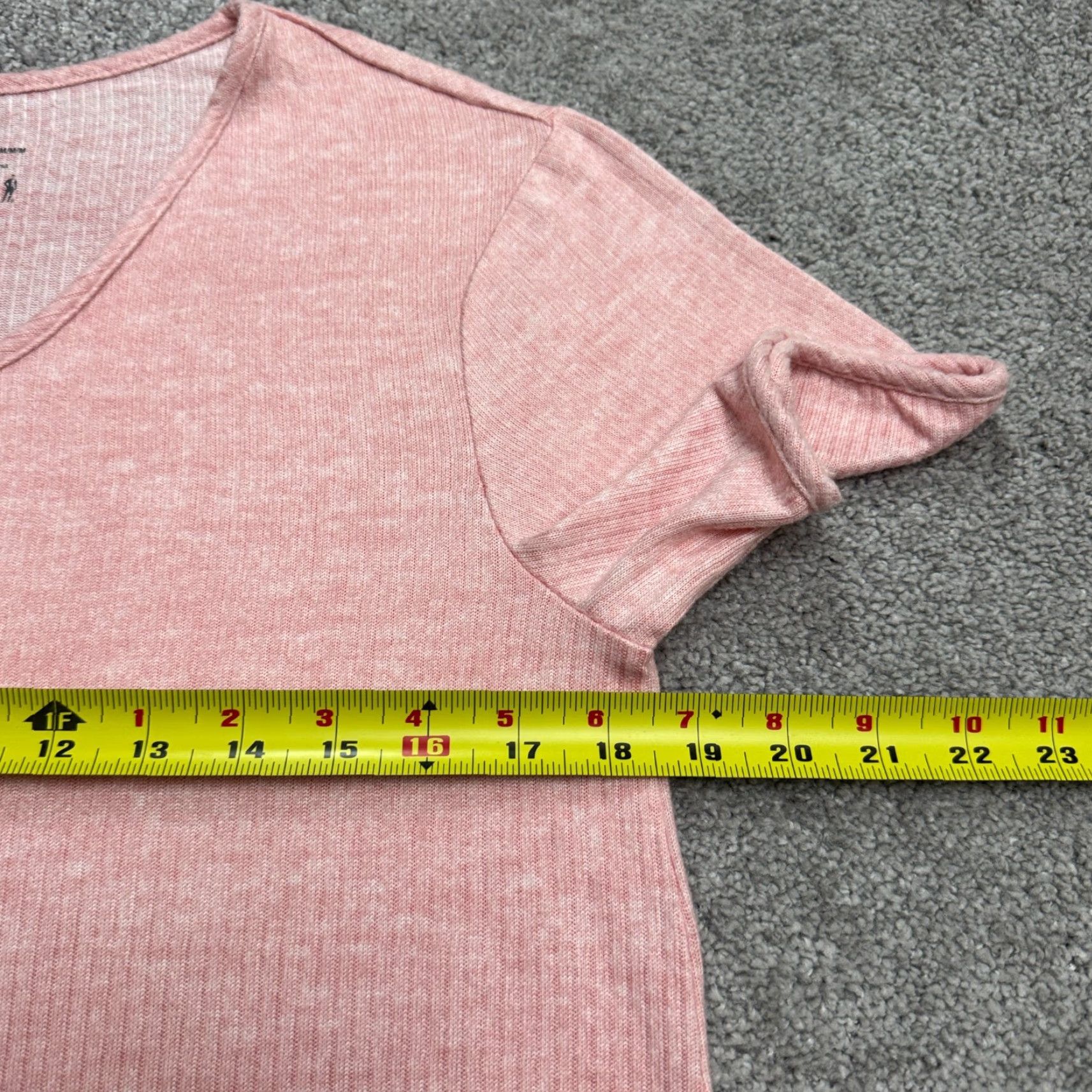 Jockey Jockey T-Shirt Womens Medium Pink Short Sleeve Ribbed Knit V-Neck Tee Size M / US 6-8 / IT 42-44 - 7 Thumbnail