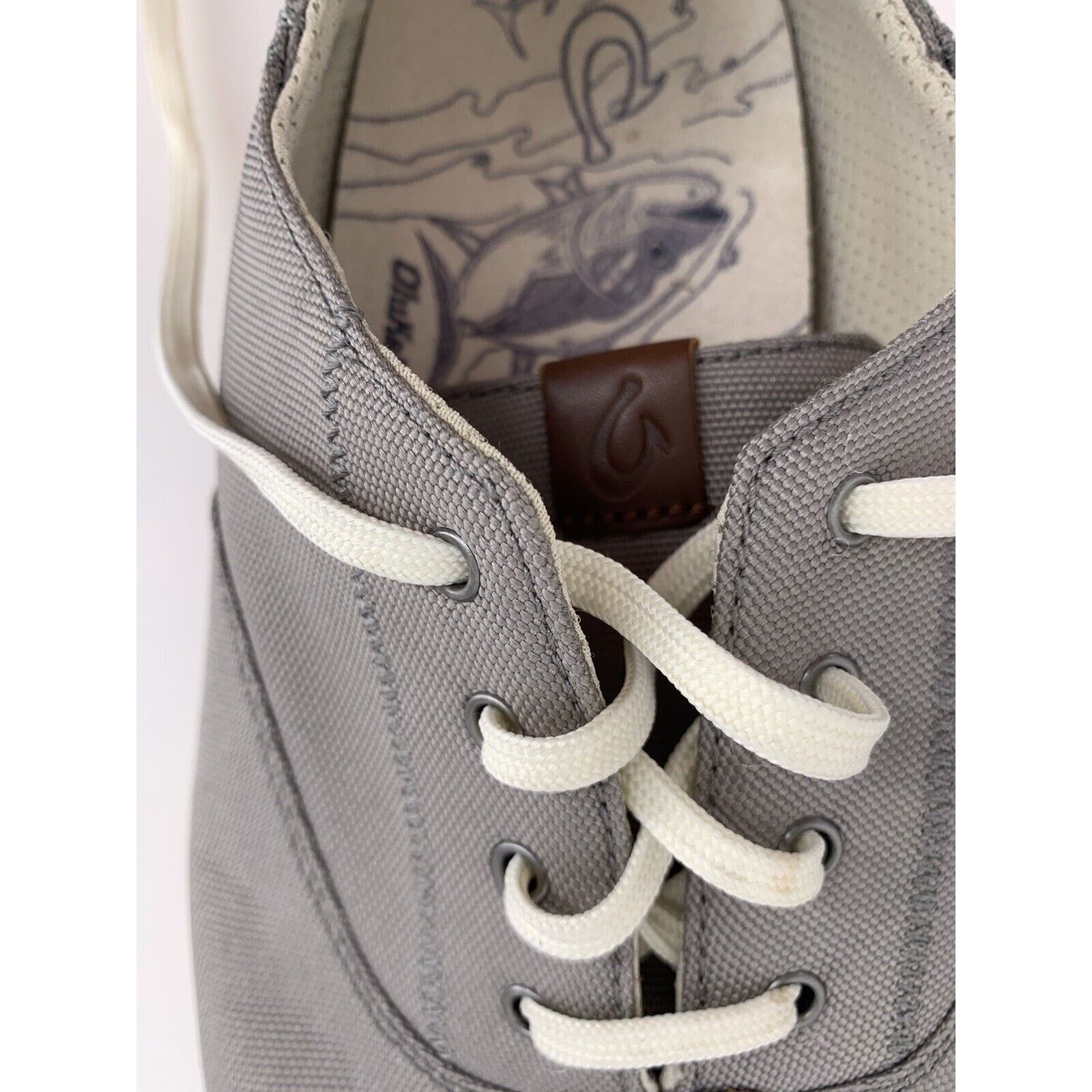 Olukai Olukai Kahu Lace Gray Canvas Lace Up Casual Shoes Sneakers Size US 11.5 / EU 44-45 - 9 Thumbnail