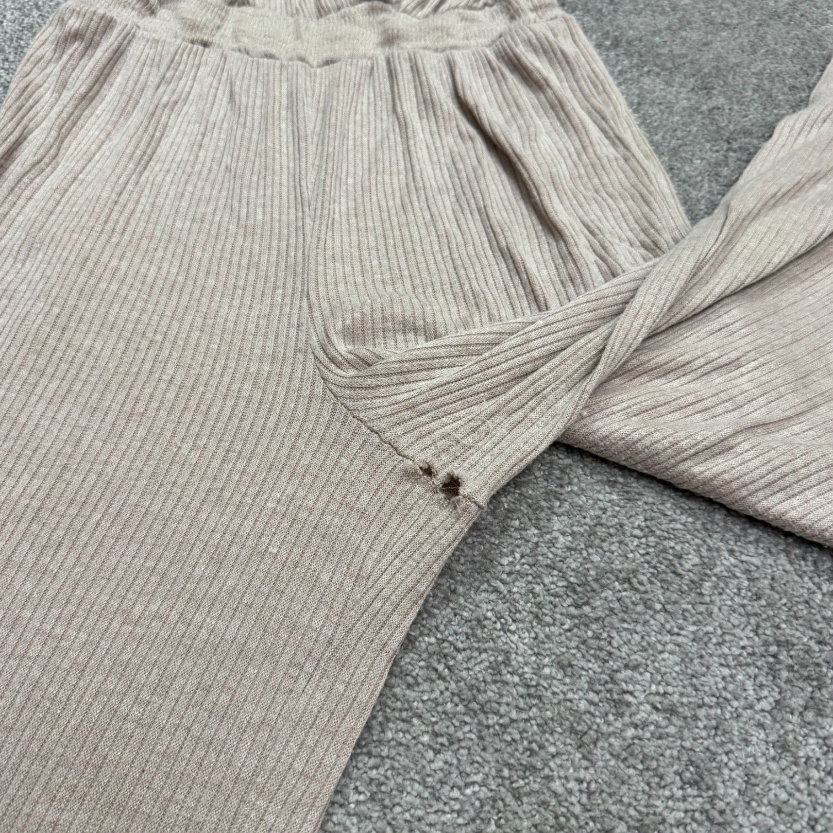 Vintage VINTAGE Kennedy Womens Jumpsuit S Wide Leg Ribbed Knit Tie Strap Sleeveless Boho Minimalist Summer Beige Size S / US 4 / IT 40 - 7 Thumbnail