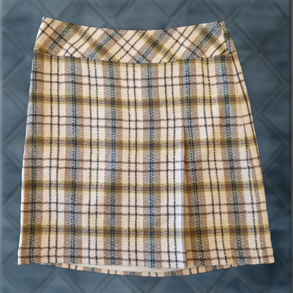 Ann Taylor Ann Taylor Skirt Petites Knee Length Pencil Lined Green plaid 10P Women Vintage No 2010s? Size 32" / US 10 / IT 46 - 1 Thumbnail