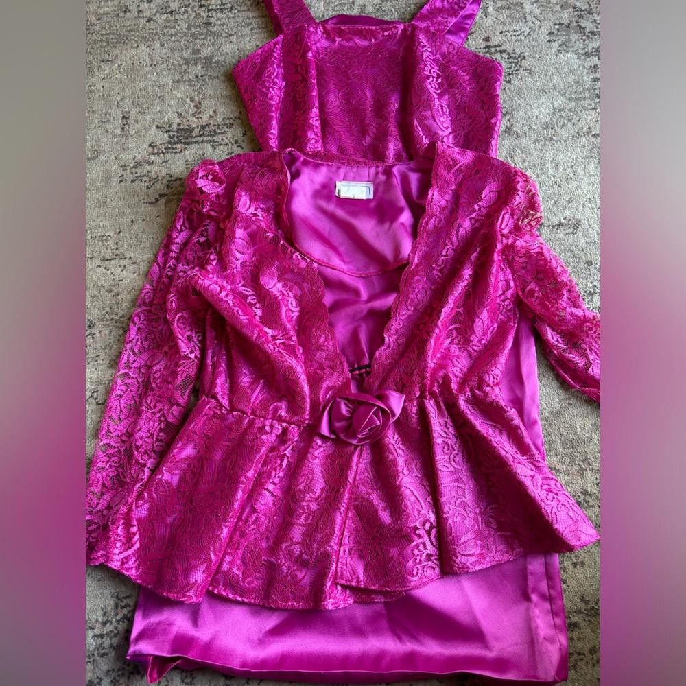 Designer Vintage Florentine Pink Two-Piece Dress and Blazer Size XL / US 12-14 / IT 48-50 - 1 Thumbnail