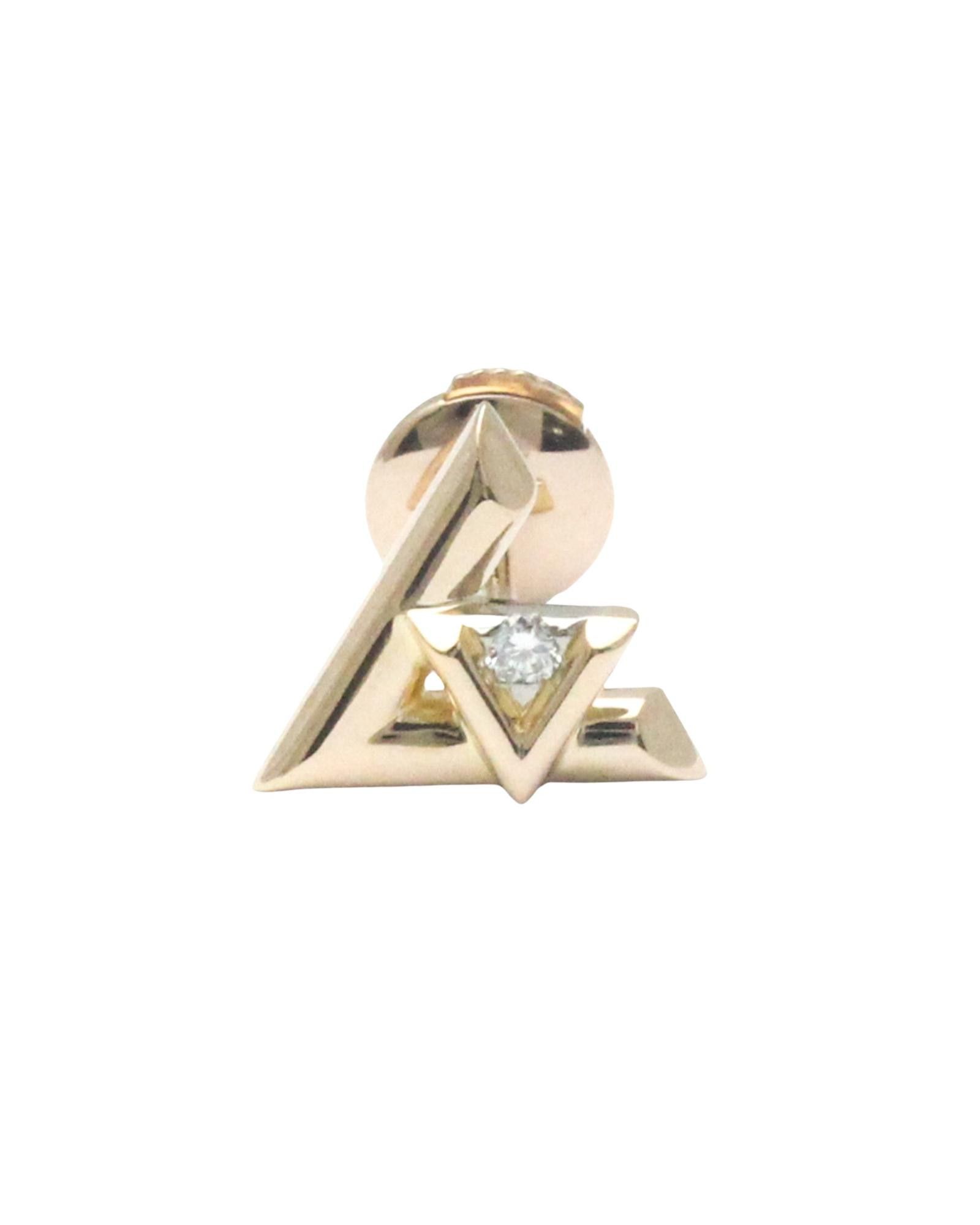 image of Louis Vuitton Sparkling Lv Initials In 18K Rose Gold, Women's